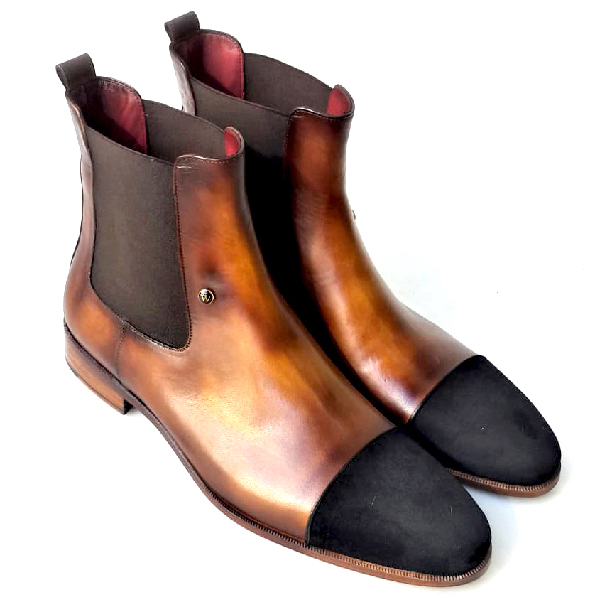 Luxury Handmade Boots (Baron) Brown / Black suede