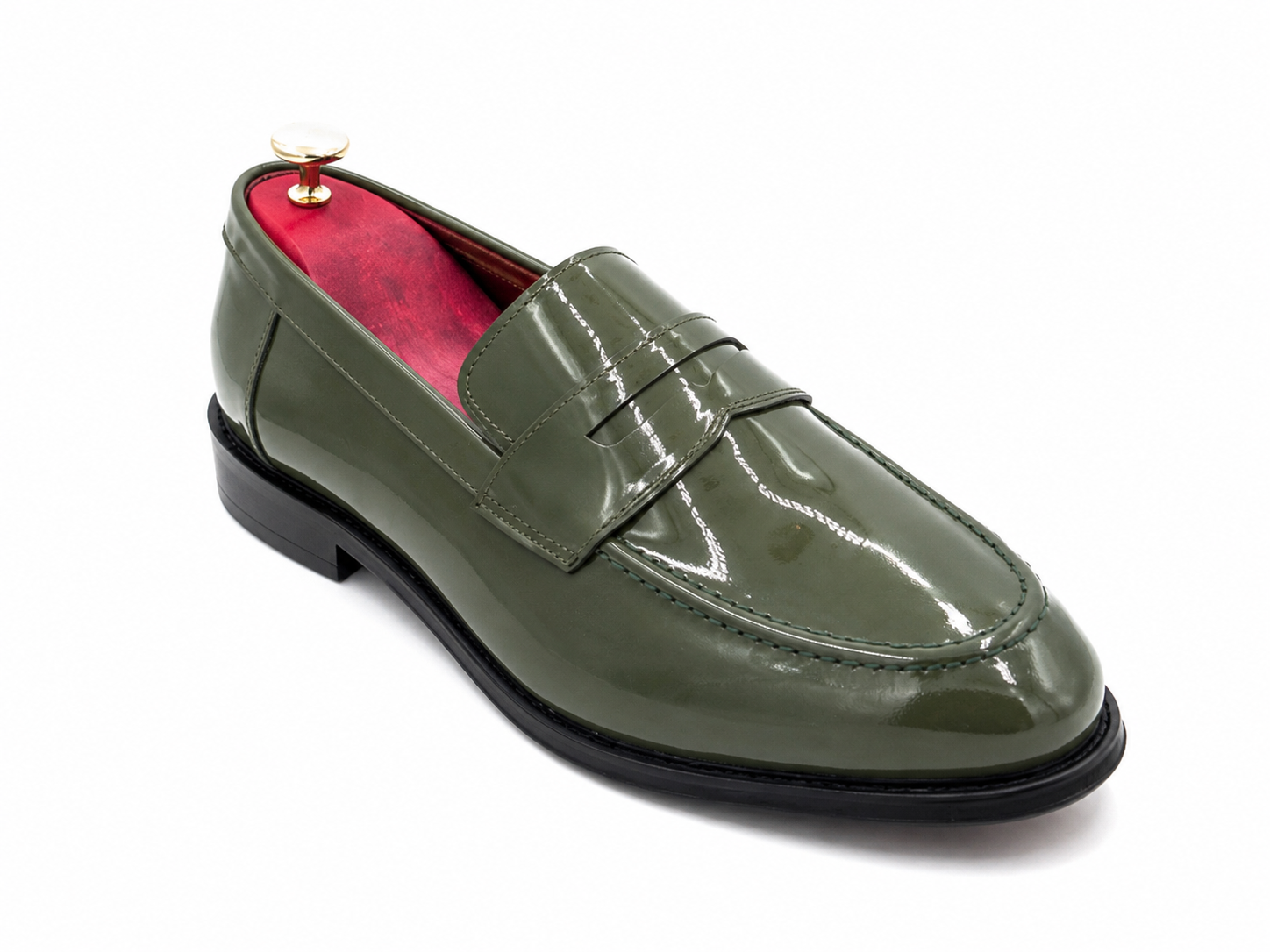 Green Patent Leather Penny Loafers | Oscar William