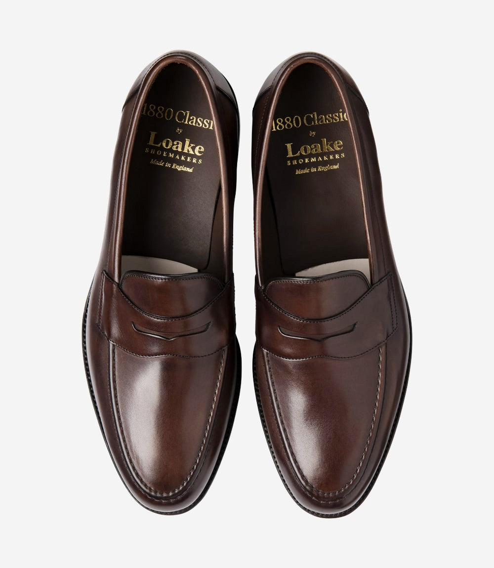 Loake Hornbeam Scorched Walnut Calf Leather Penny Loafers