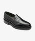 Loake Carmichael Black Pull-Up Leather Penny Loafers Front View