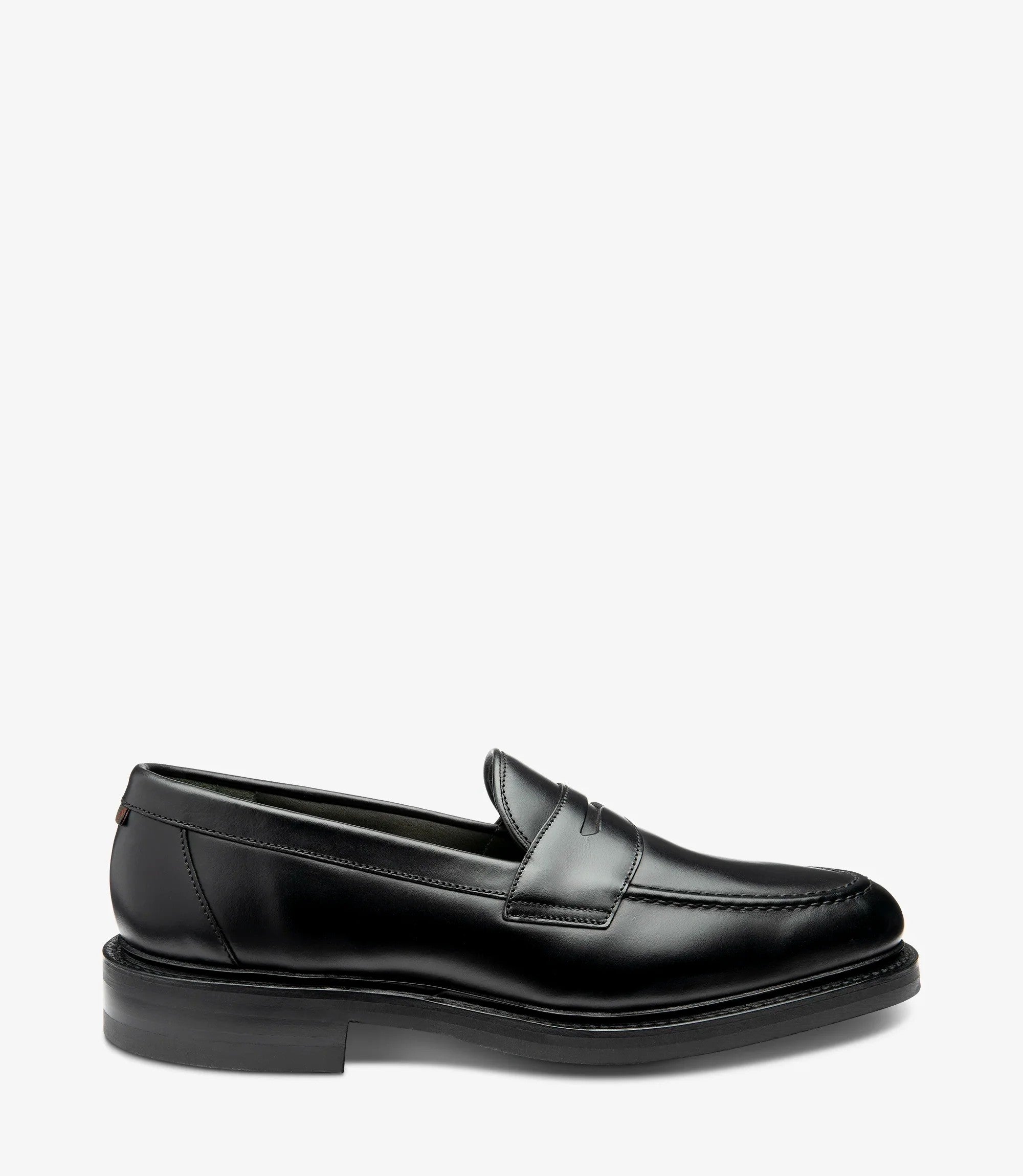 Loake Carmichael Black Pull-Up Leather Penny Loafers Side View