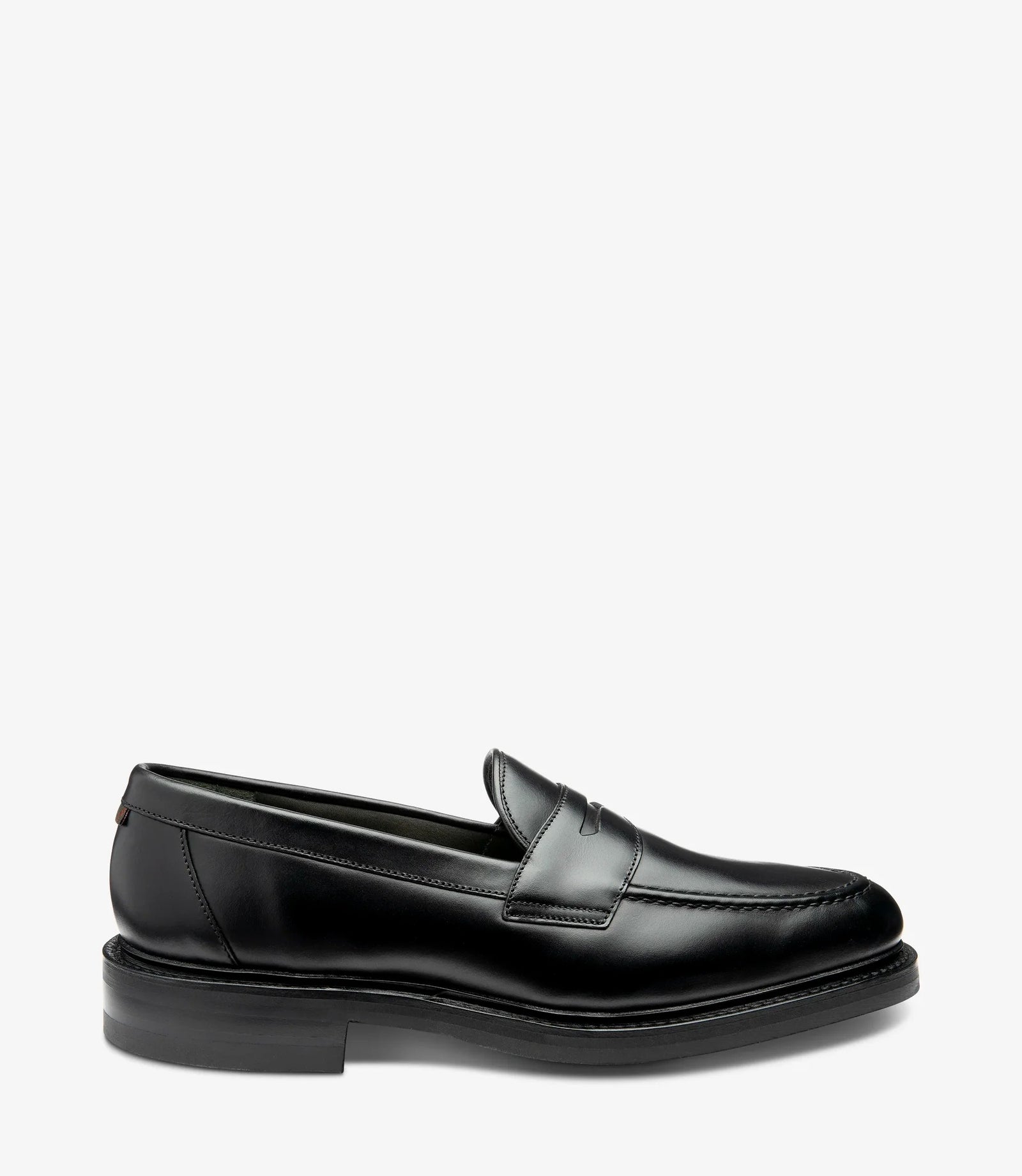 Loake Carmichael Black Pull-Up Leather Penny Loafers Side View