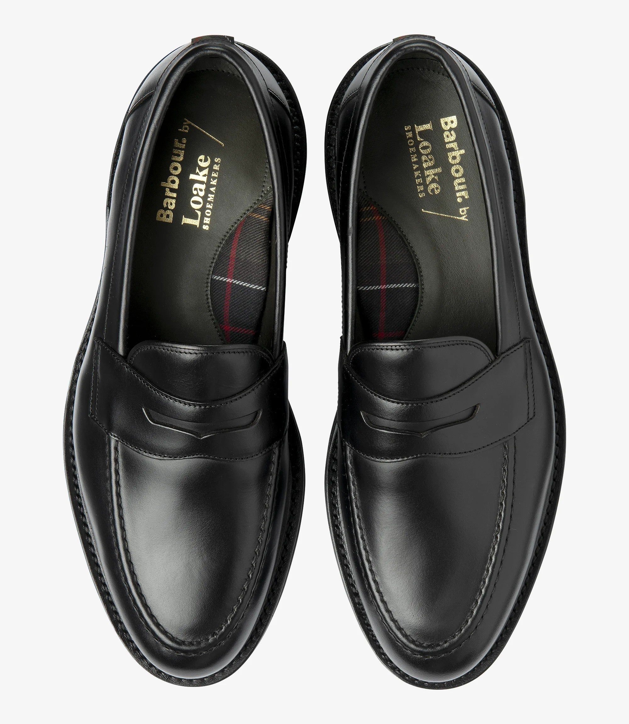 Loake Carmichael Black Pull-Up Leather Penny Loafers Top View