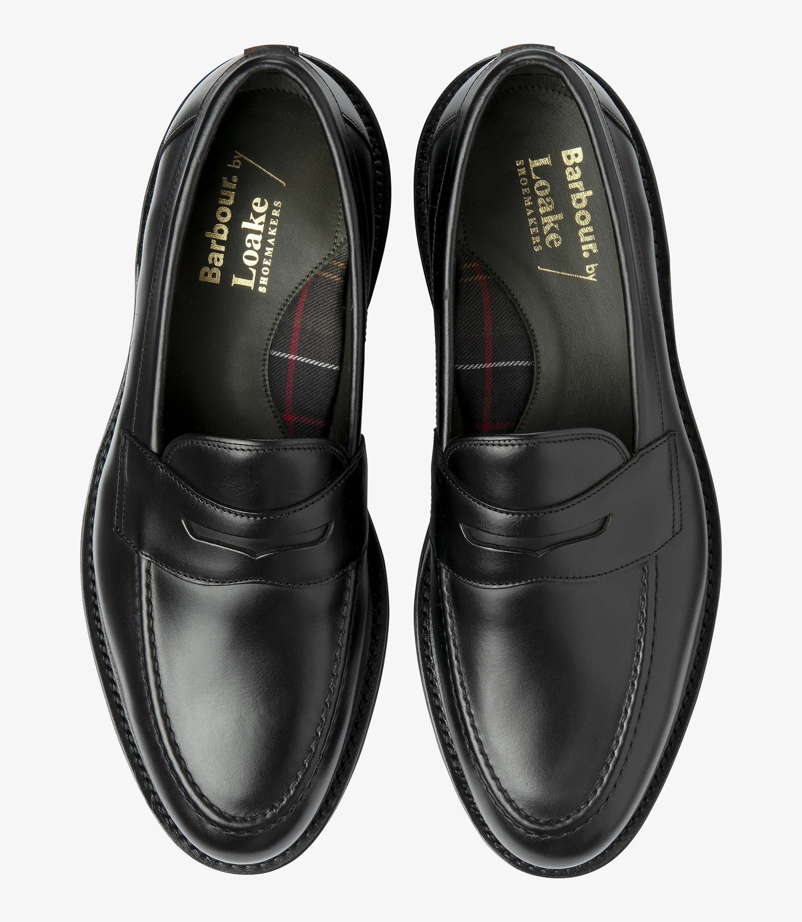 Loake Carmichael Black Pull-Up Leather Penny Loafers Top View