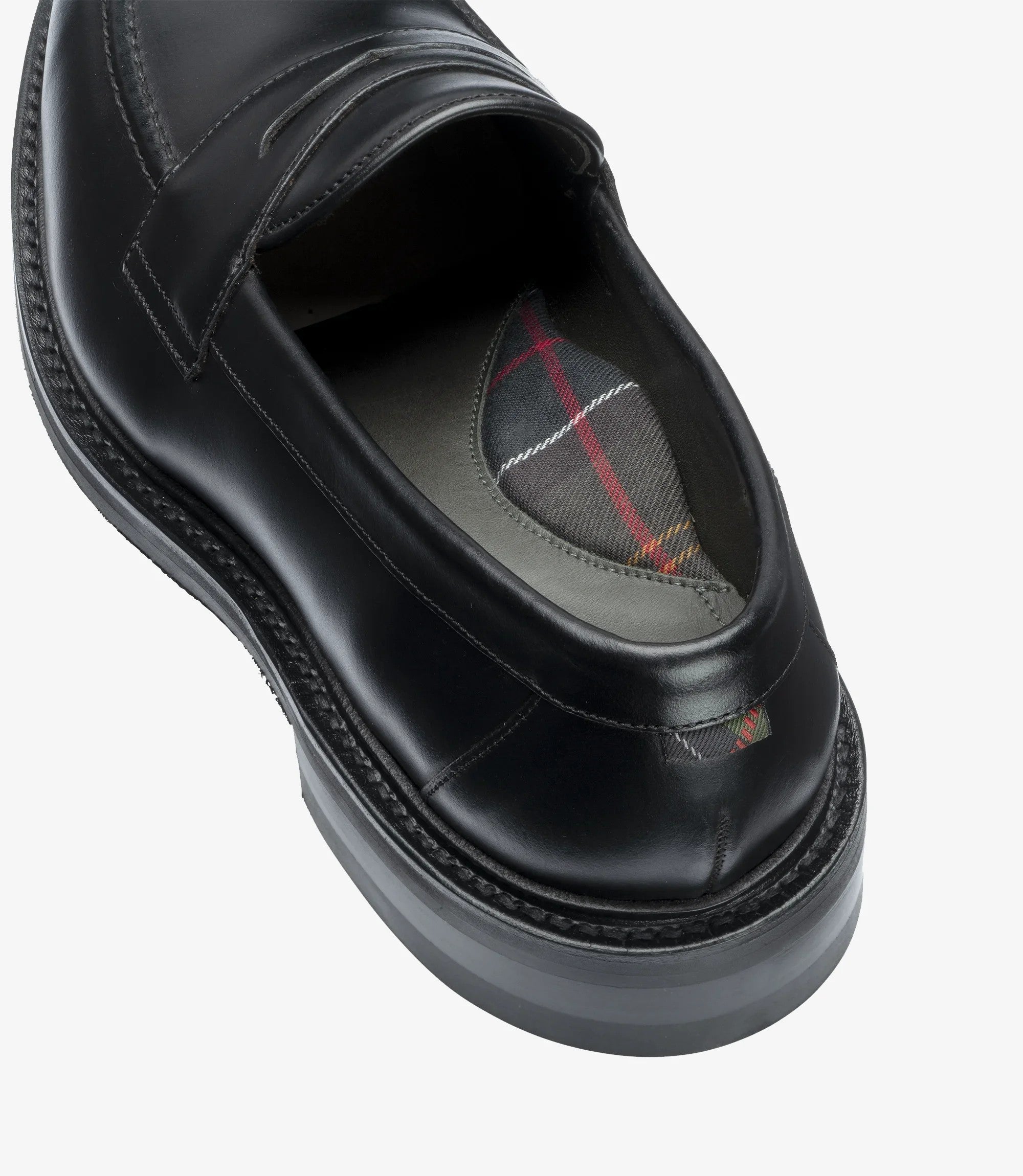 Loake Carmichael Black Pull-Up Leather Penny Loafers Back View