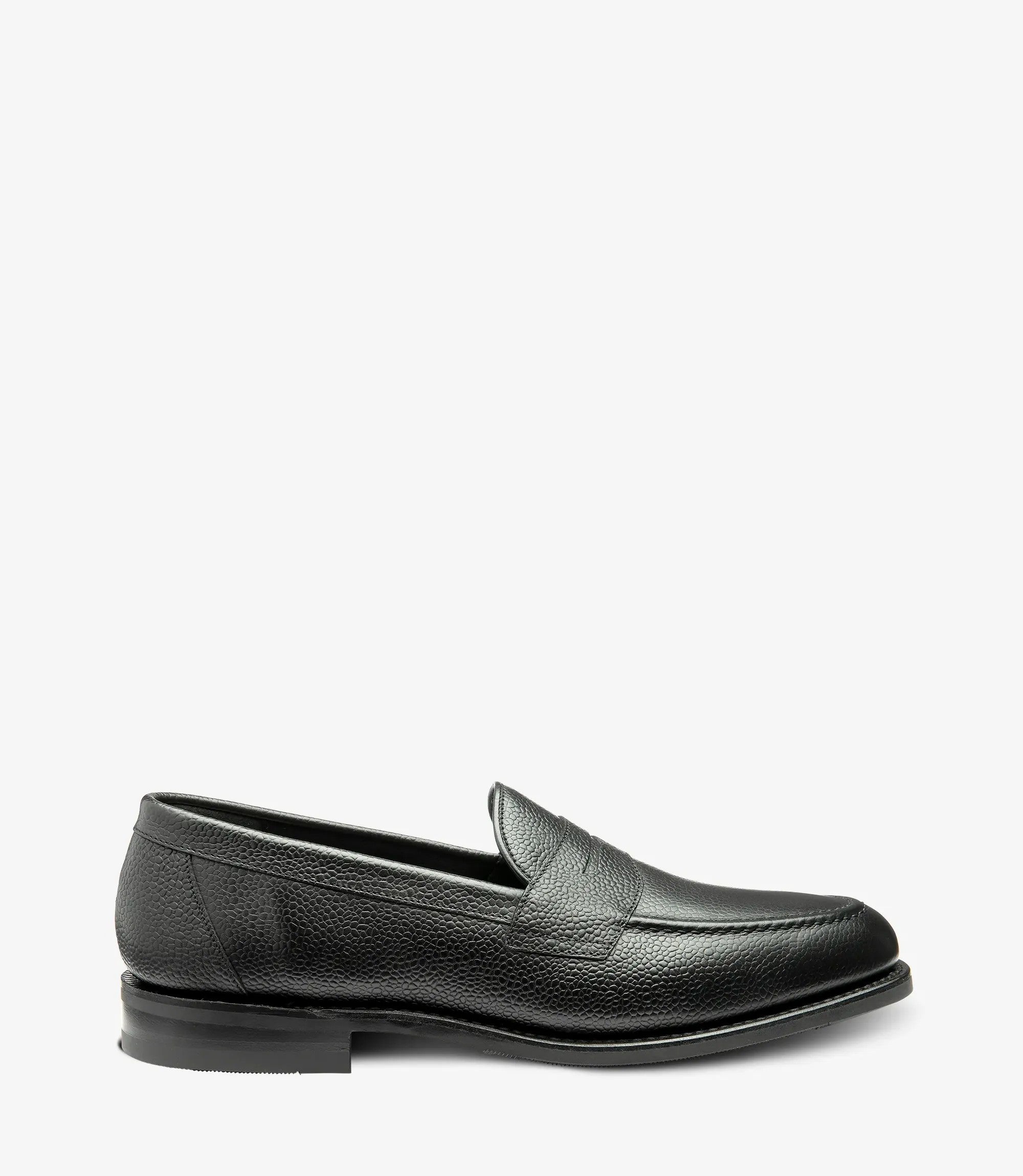 Loake Imperial Black Grain Leather Penny Loafers Front View
