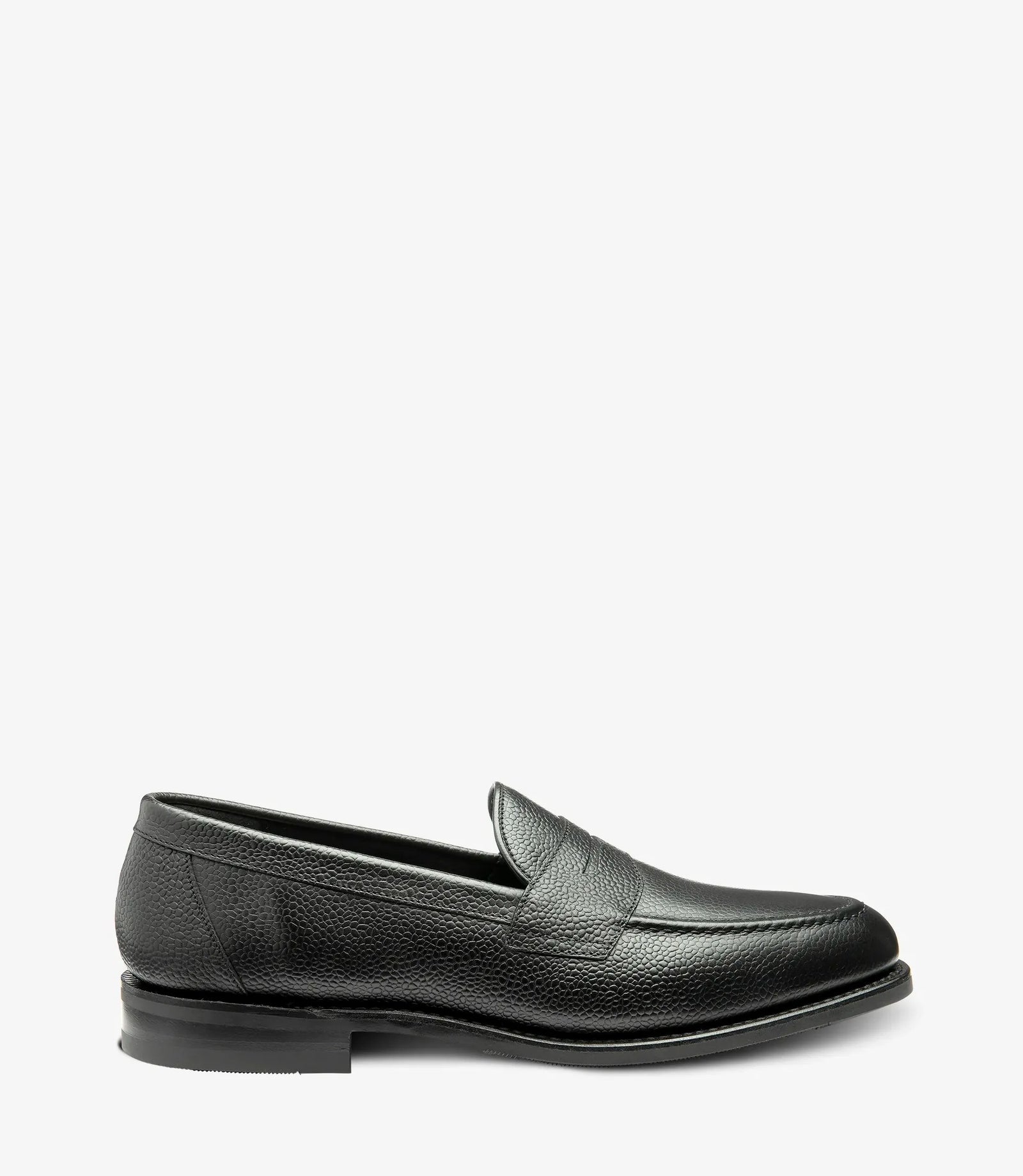 Loake Imperial Black Grain Leather Penny Loafers Front View