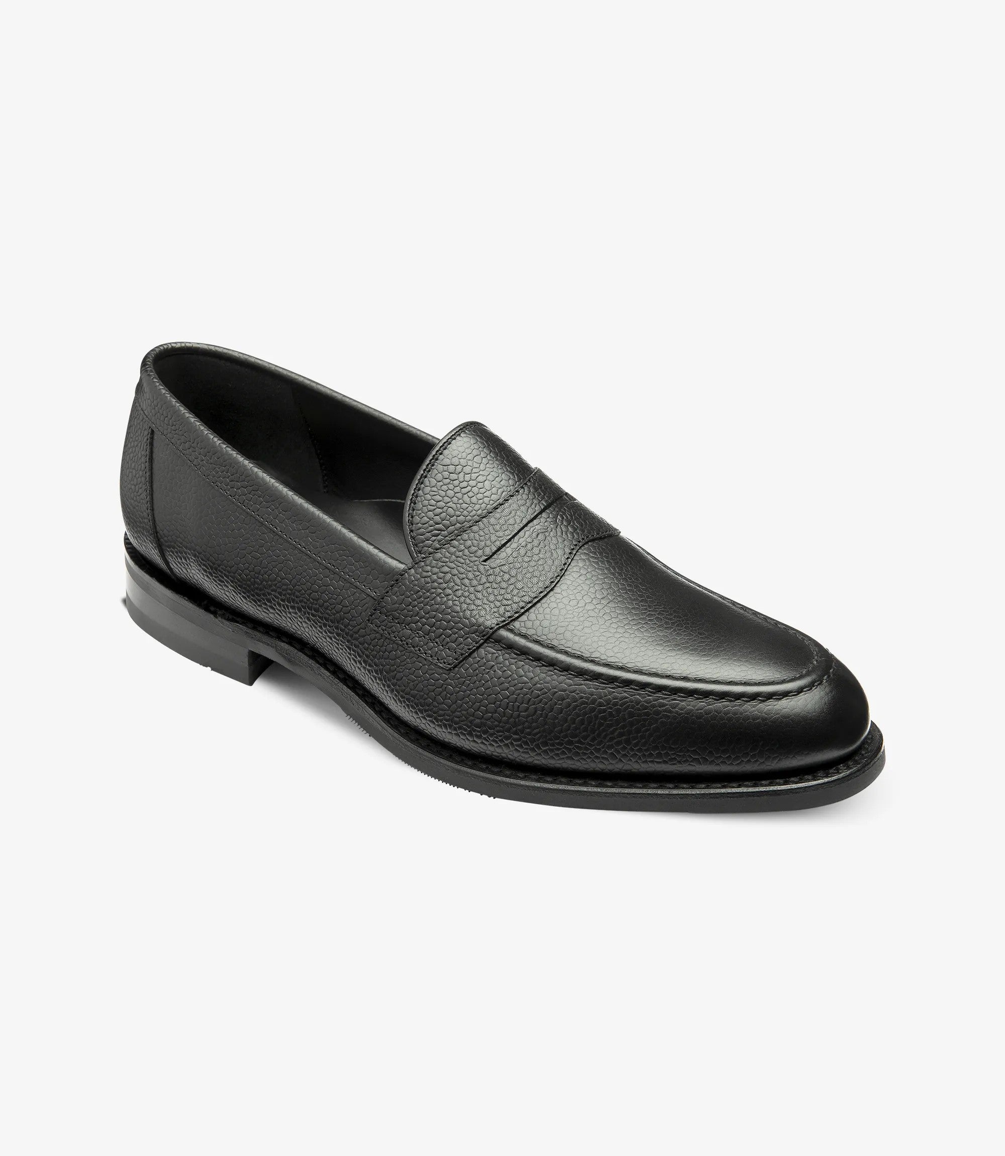Loake Imperial Black Grain Leather Penny Loafers Side View