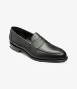 Loake Imperial Black Grain Leather Penny Loafers Side View