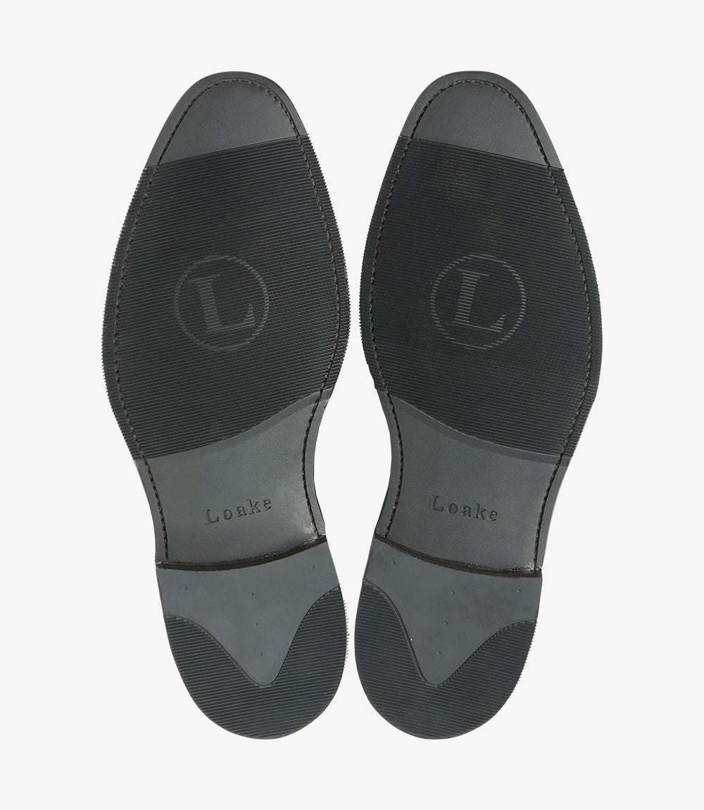 Loake Imperial Black Grain Leather Penny Loafers Sole View