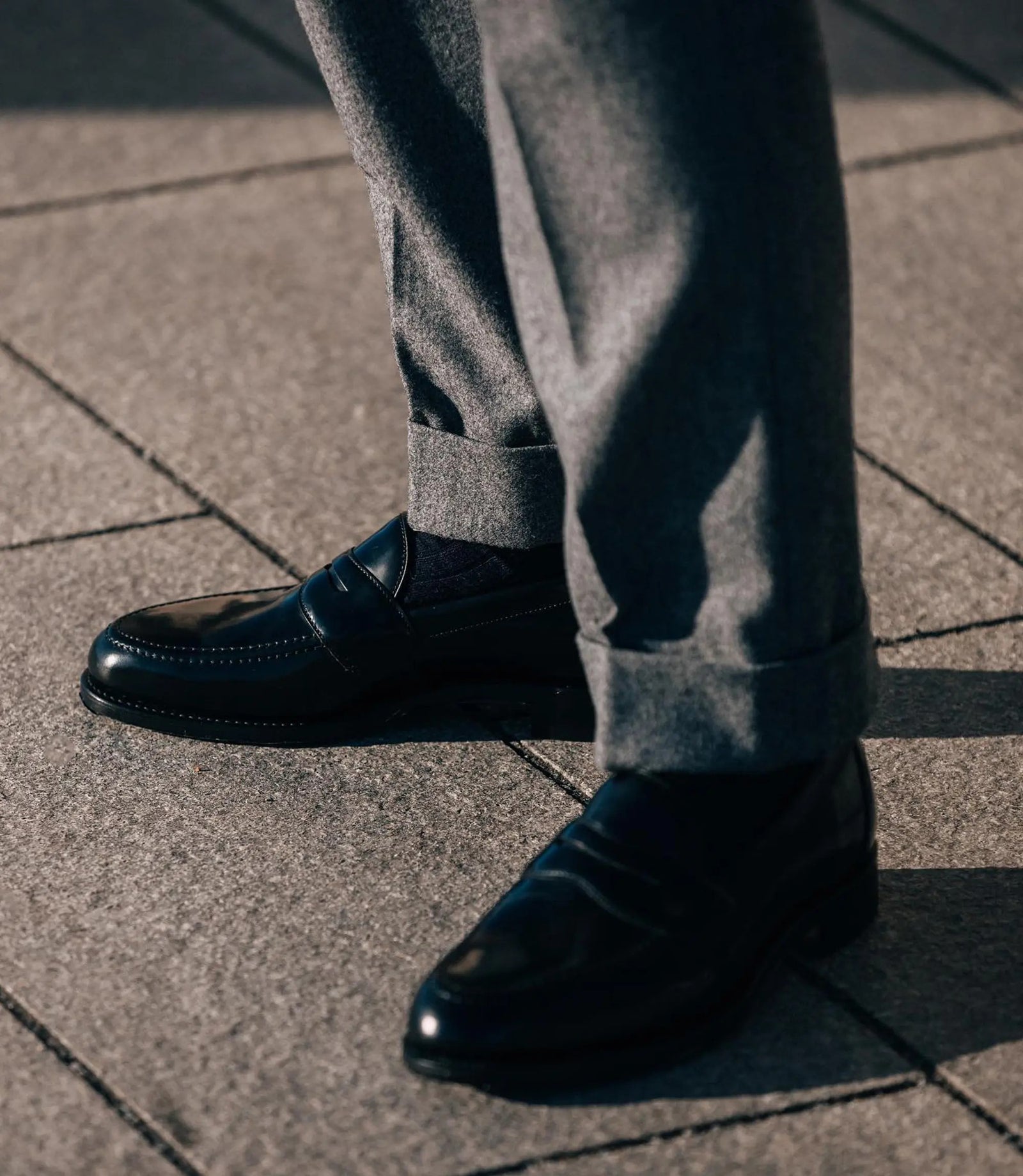 Loake Imperial Black Grain Leather Penny Loafers Life Style