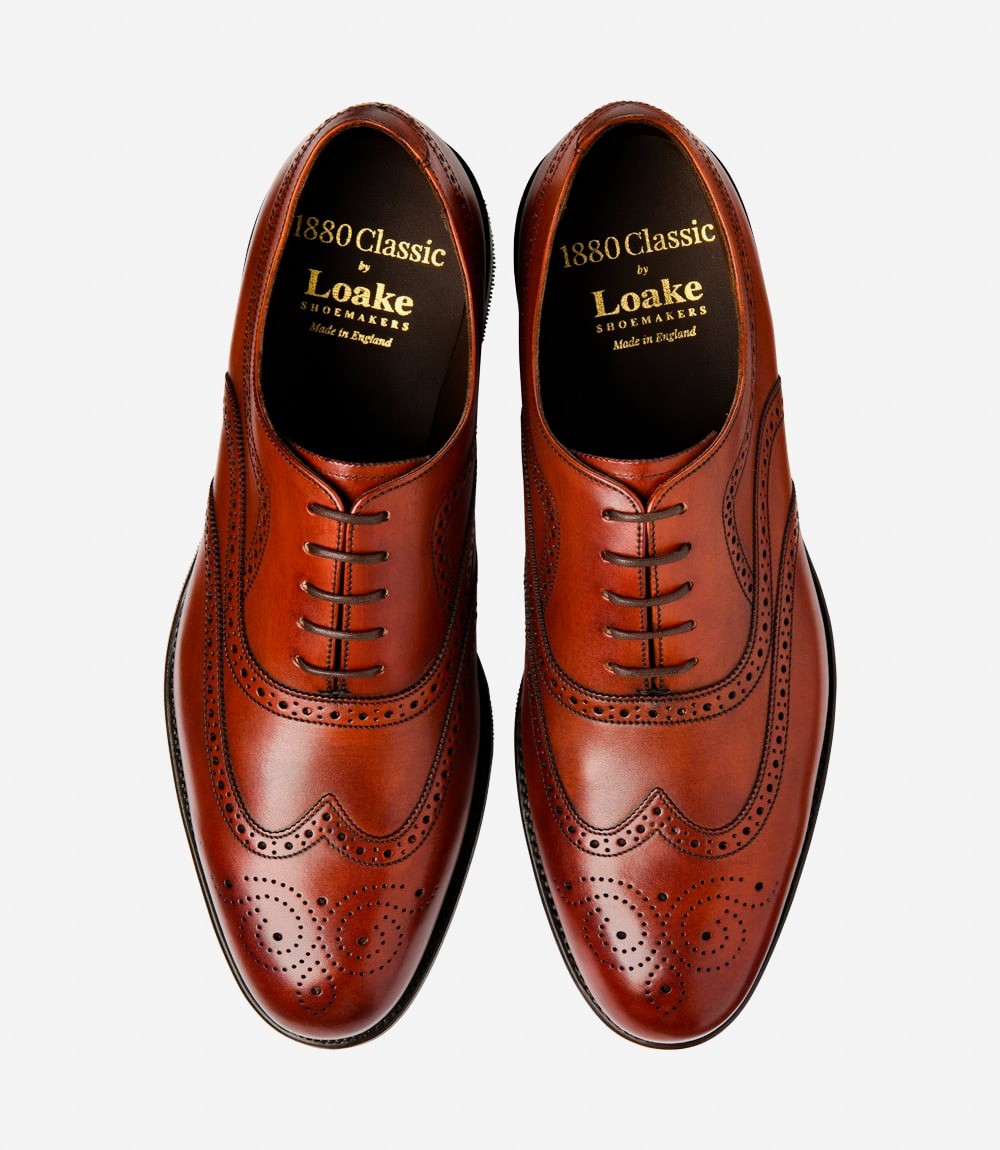 Loake Castlegate Seared Mahogany Brogue Shoes | Men's Leather Shoes
