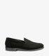 Loake Imperial Black Suede Penny Loafers Side View