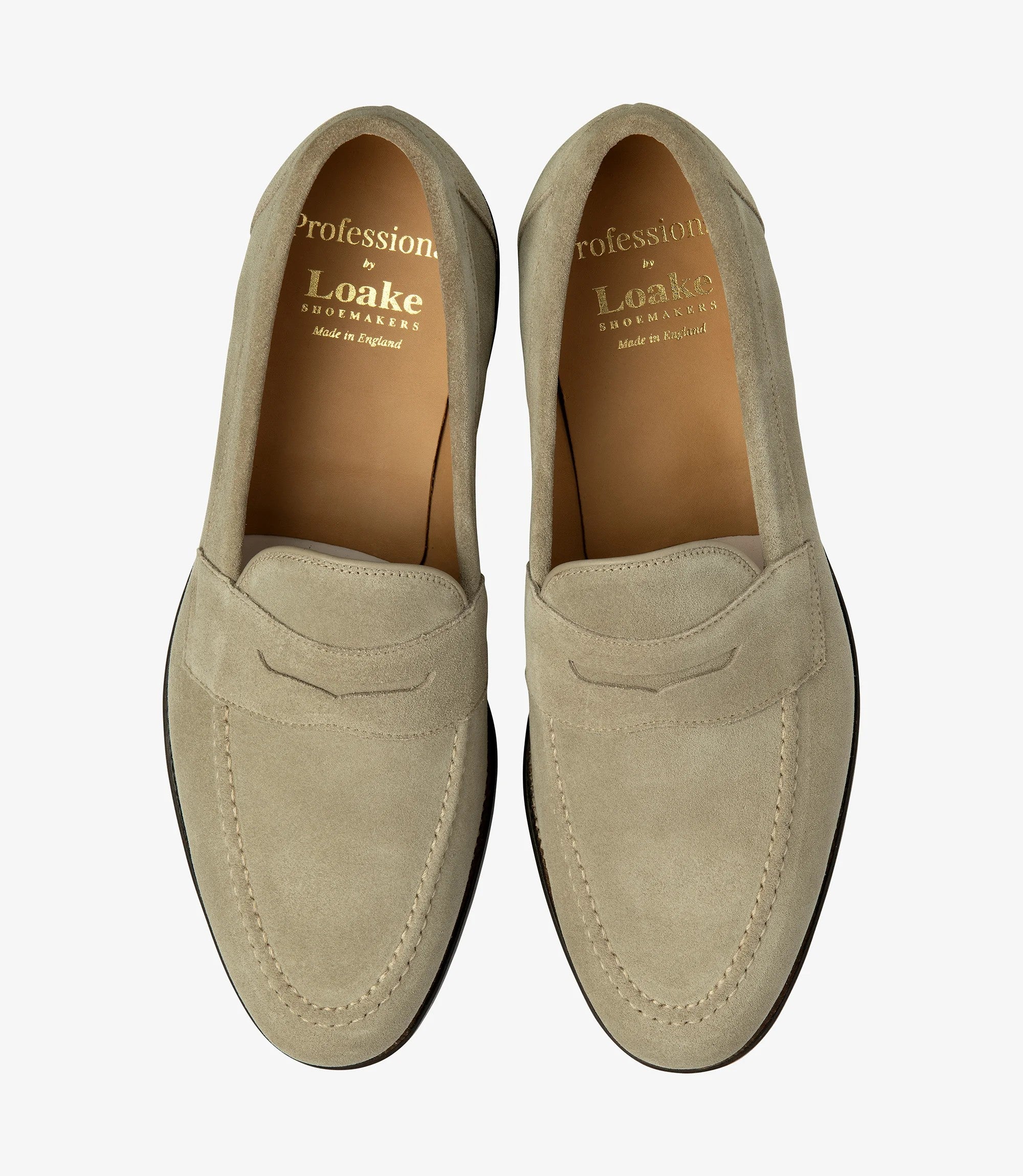 Loake Imperial Sand Suede Penny Loafers Top View