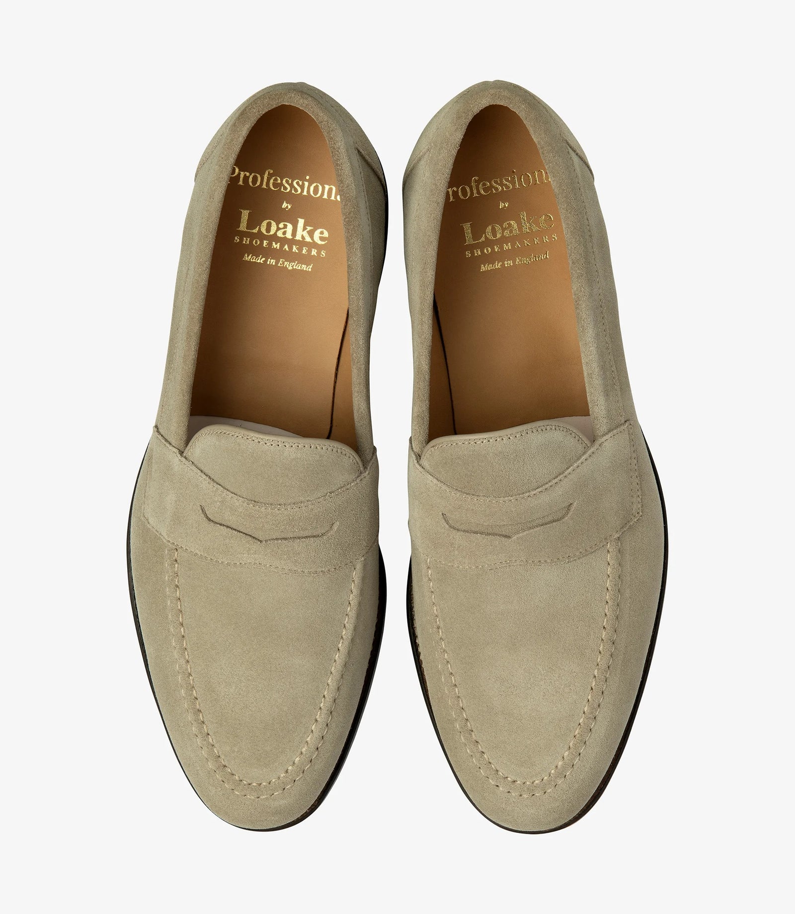 Loake Imperial Sand Suede Penny Loafers Top View