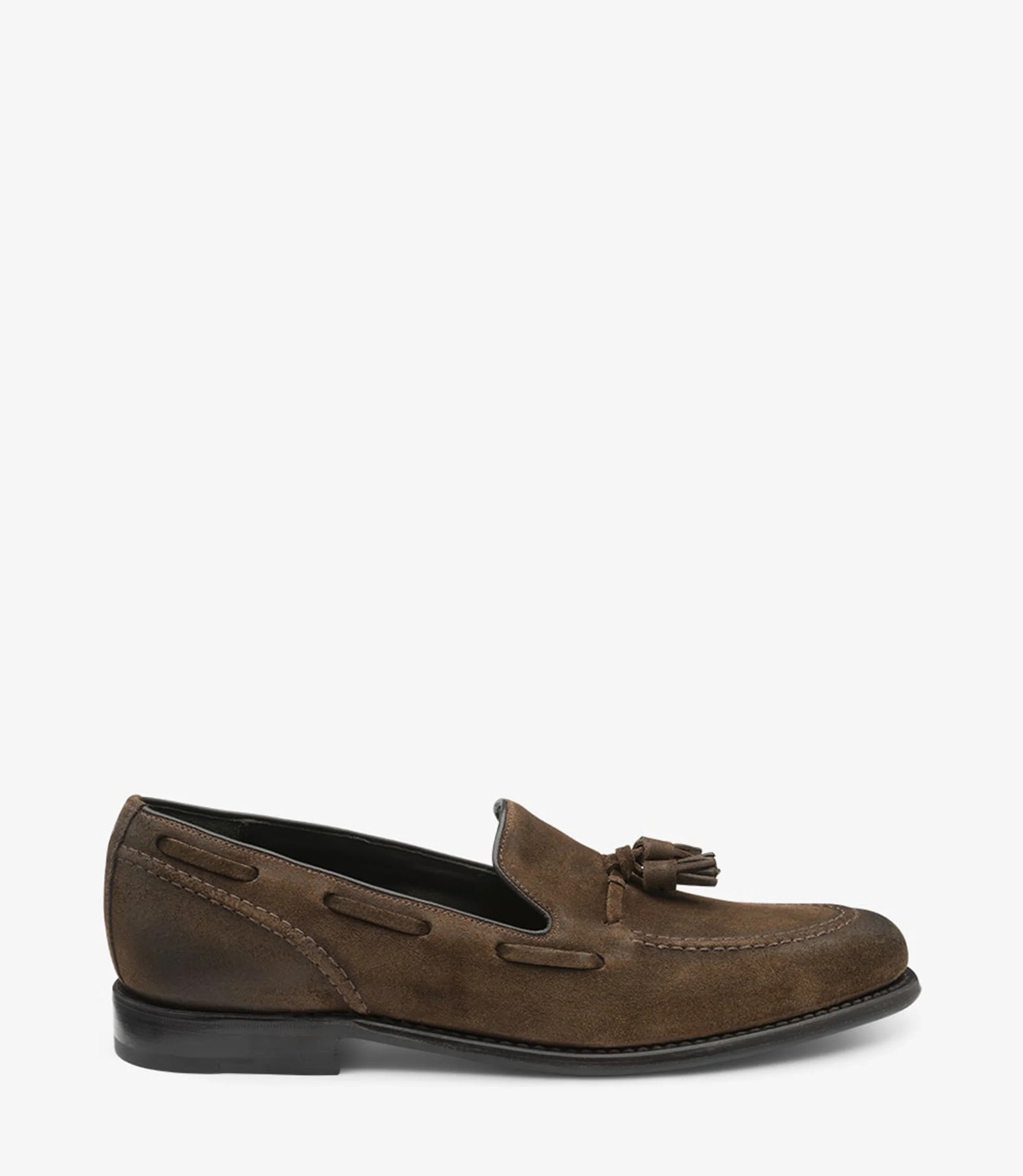 Loake Locke Brown Suede Tassel Loafers Side View