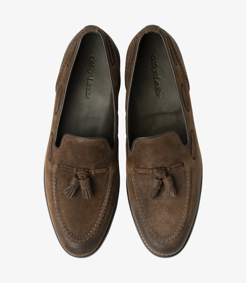 Loake Locke Brown Suede Tassel Loafers Top View
