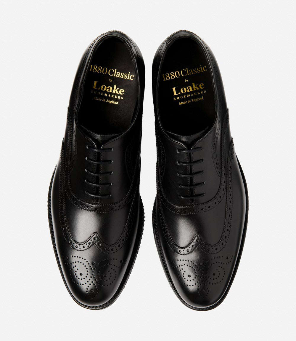 Loake Castlegate Black Brogue Shoes | Men's Leather Shoes