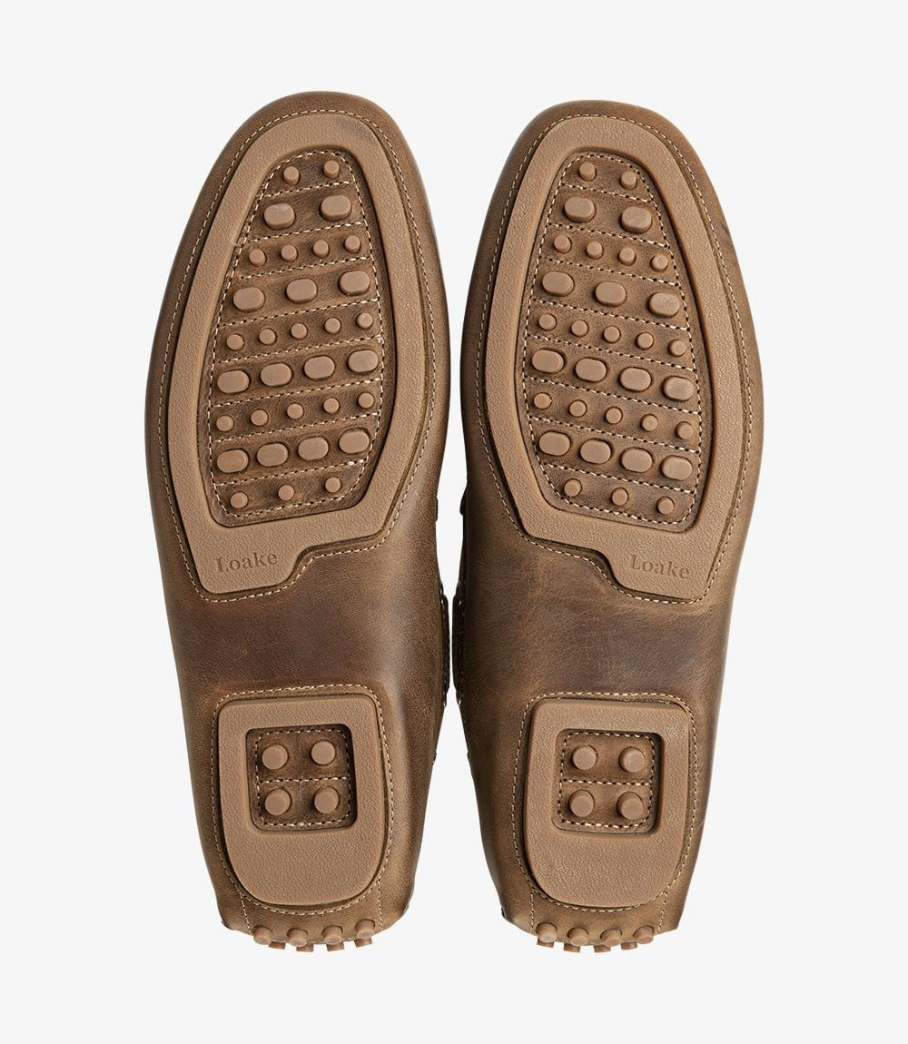 Loake Donington Brown Nubuck Driving Loafers Sole View