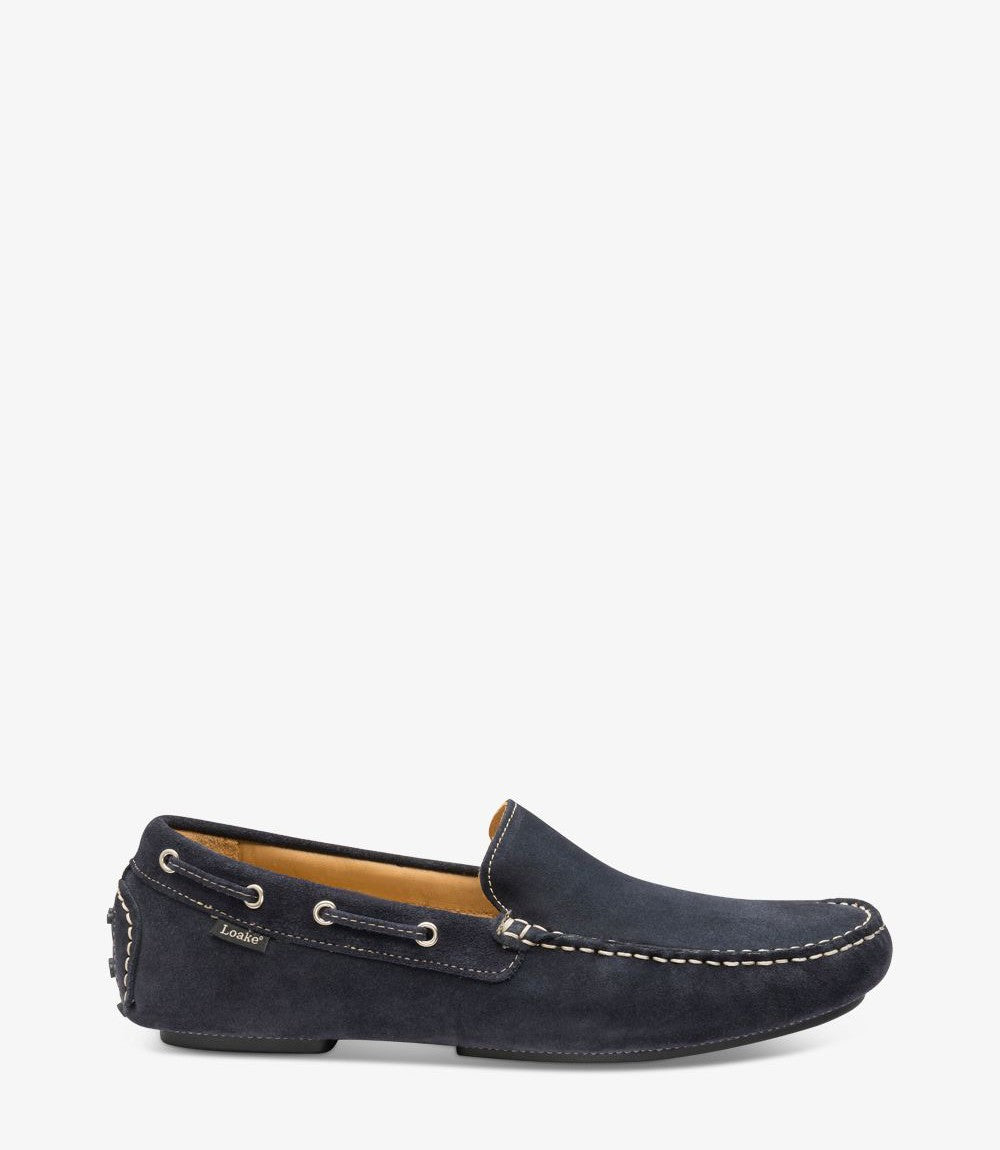 Loake Donington Navy Suede Driving Loafers Side View