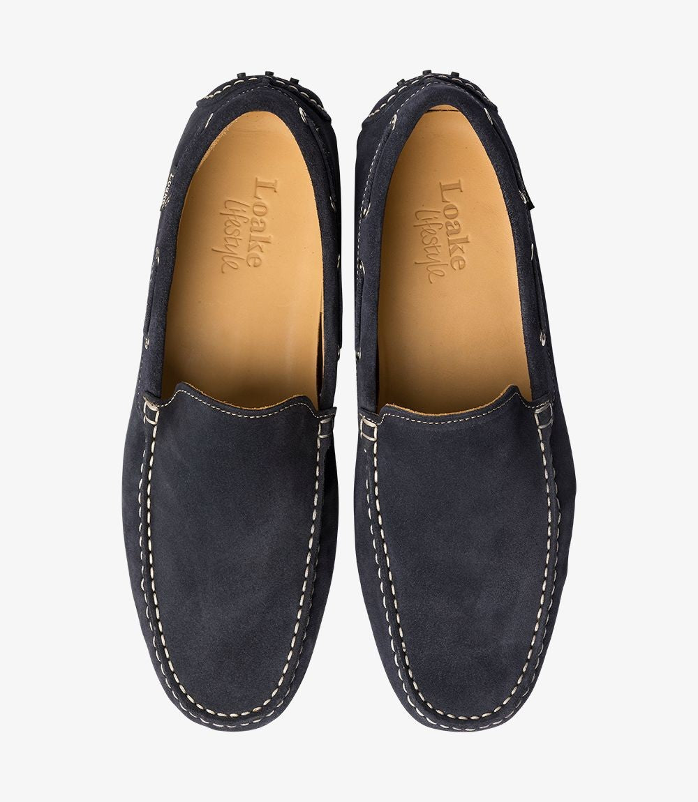Loake Donington Navy Suede Driving Loafers Top View