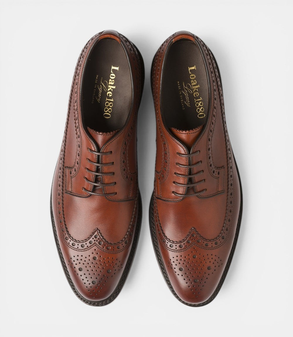 Loake Birkdale Conker Brown Brogue Derby Shoes | Men's Leather Shoes