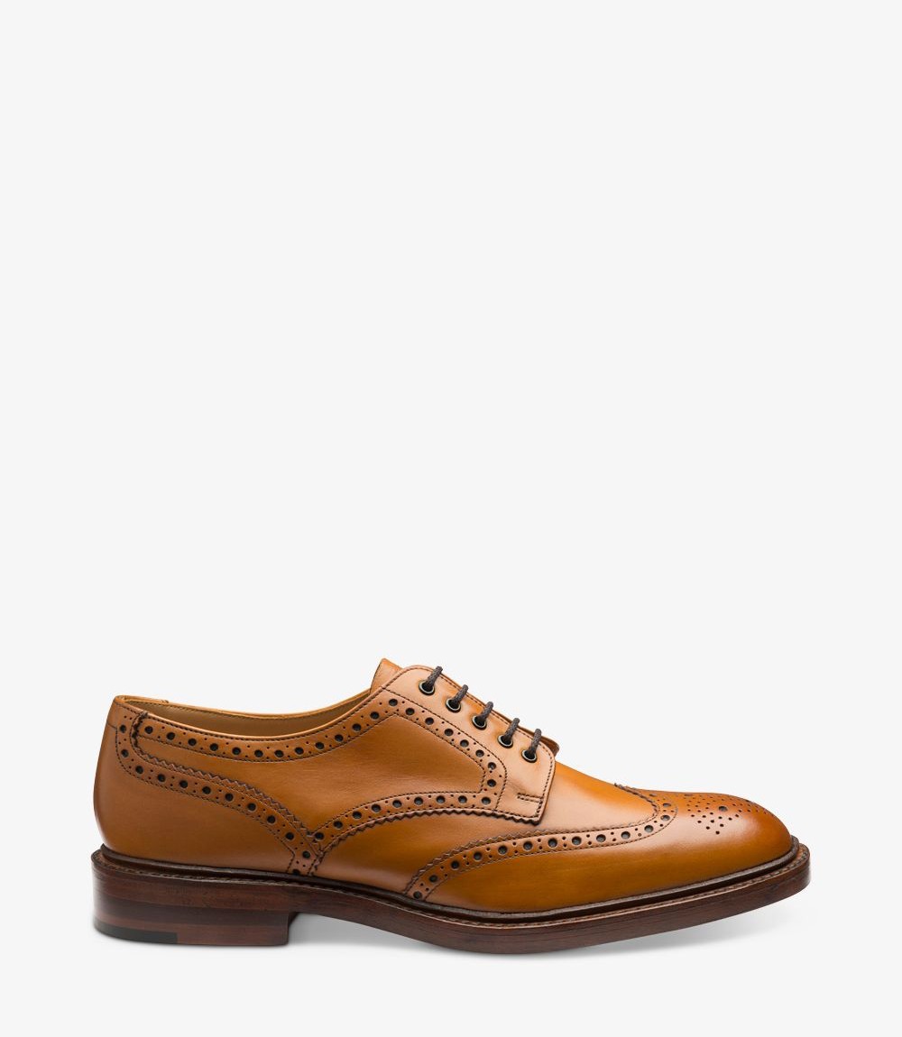 Loake Chester Tan Country Brogue Shoes | Handmade in England