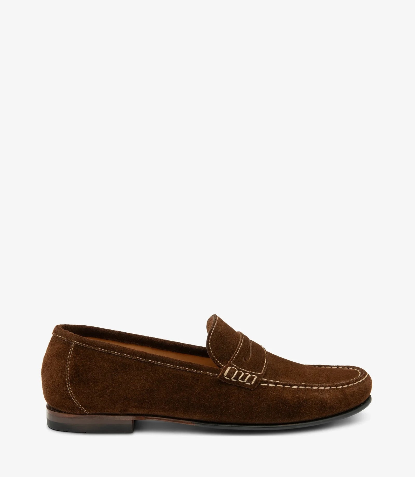 Loake Jefferson Brown Suede Penny Loafers Side View