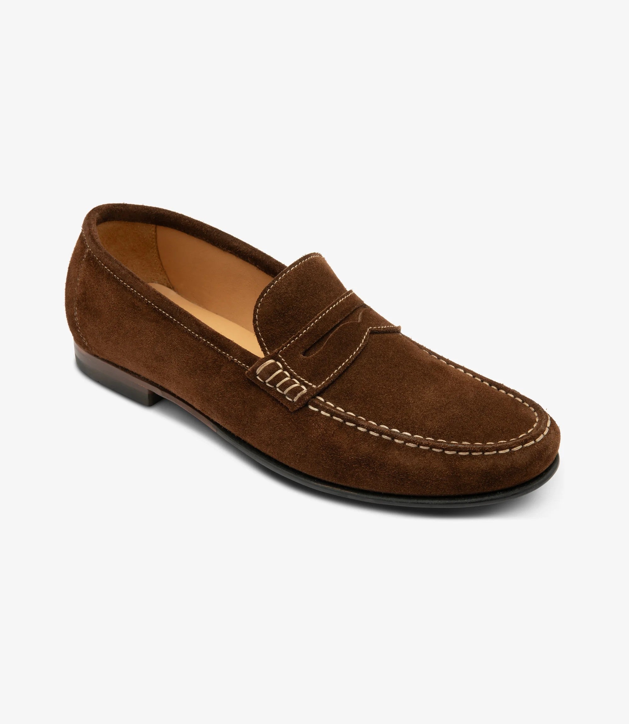 Loake Jefferson Brown Suede Penny Loafers Front View