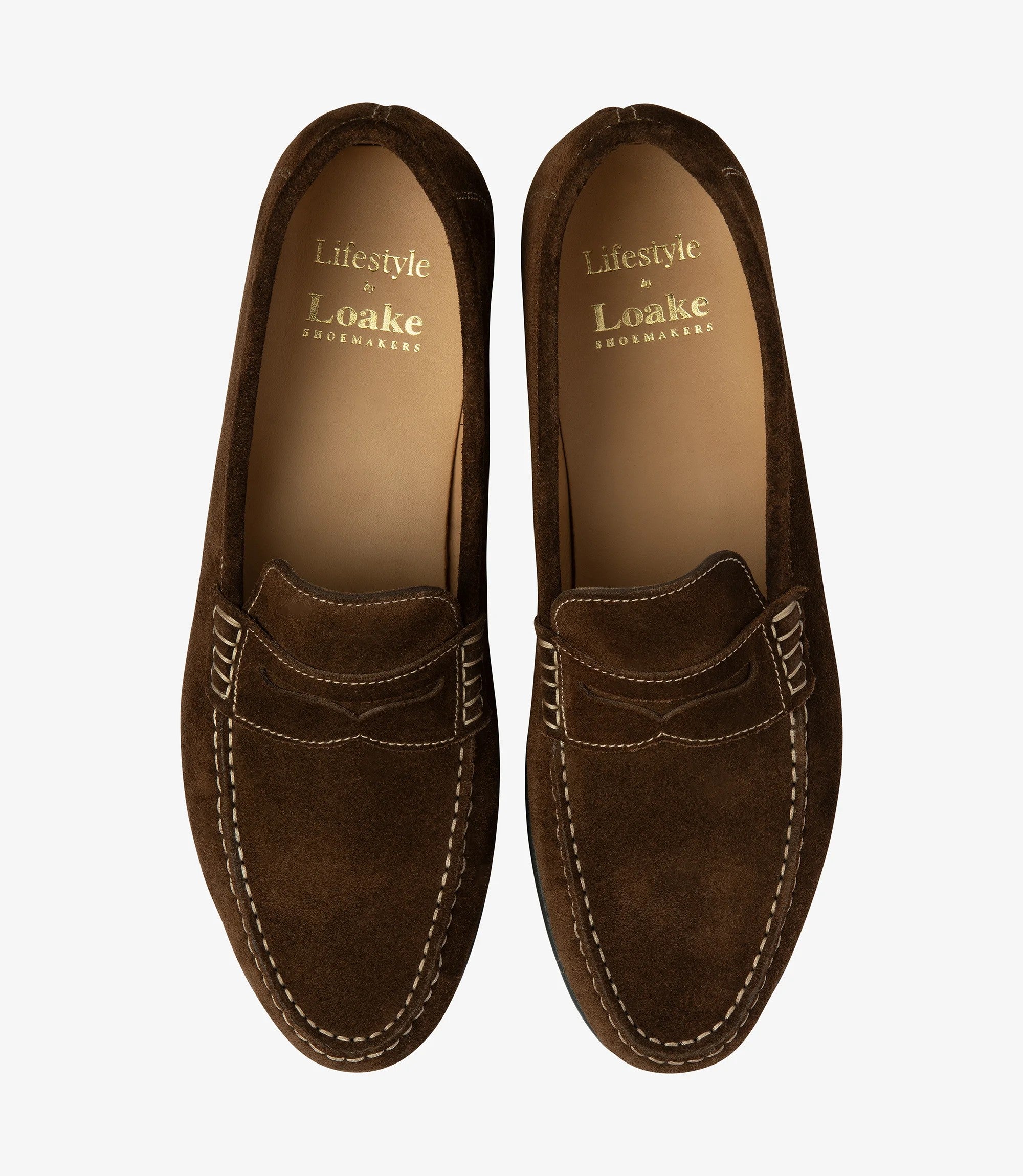 Loake Jefferson Brown Suede Penny Loafers Top View