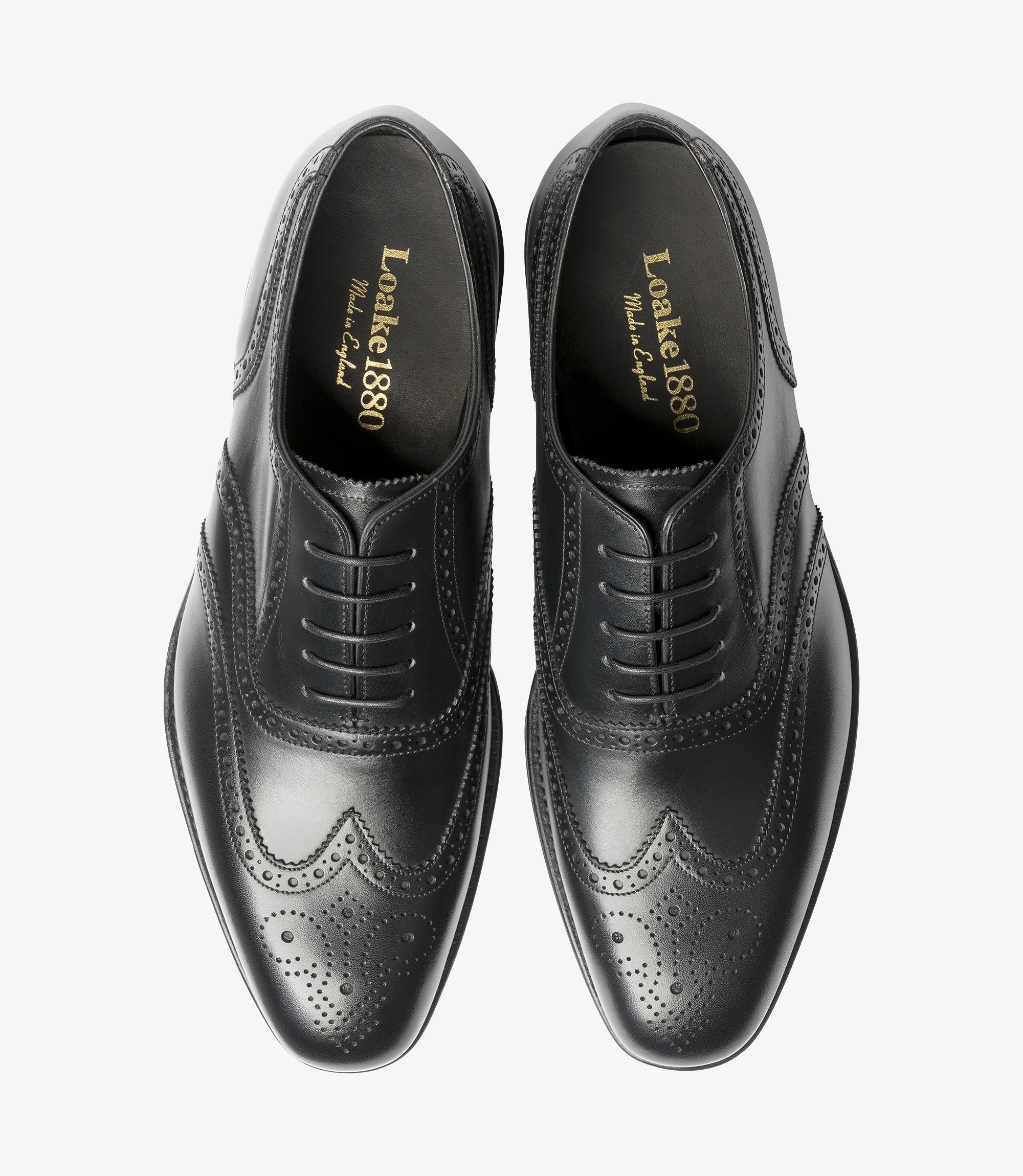 Loake Buckingham Black Leather Brogue Shoes | Handmade in England