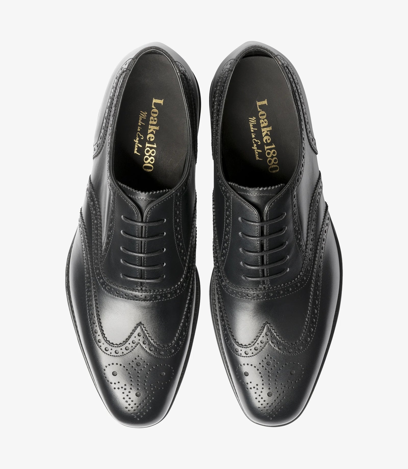 Loake Buckingham Black Leather Brogue Shoes | Handmade in England