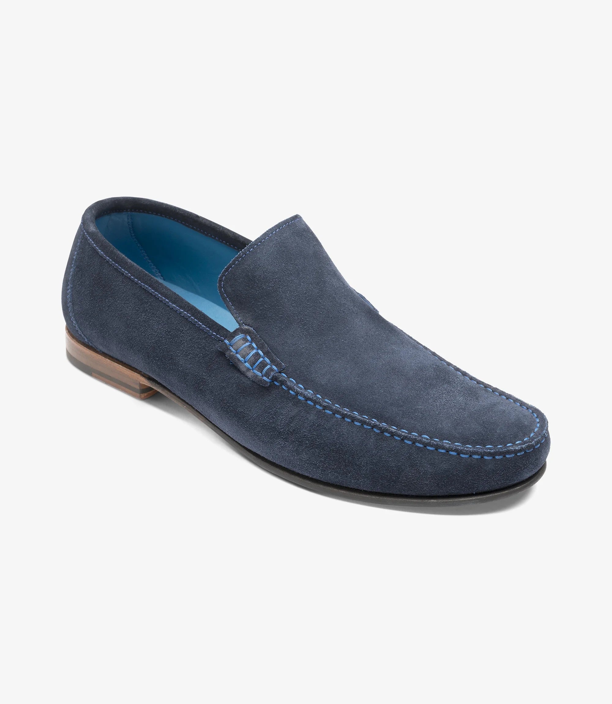 Loake Nicholson Navy Suede Loafers Top View Front View