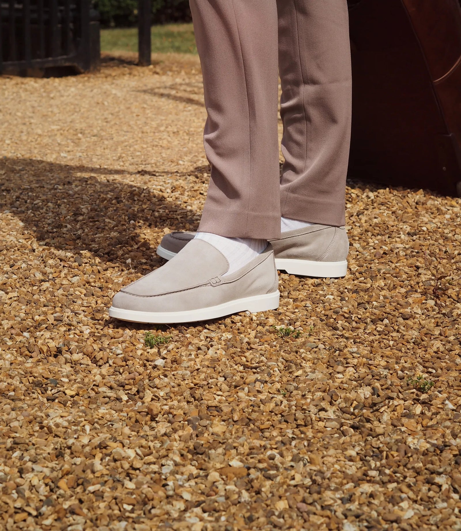 Loake Tuscany Stone Suede Loafers Life Style