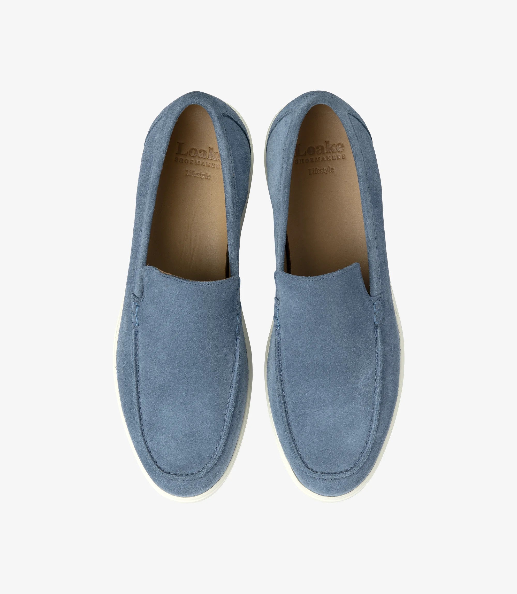 Loake Tuscany Light Blue Suede Loafers Top View