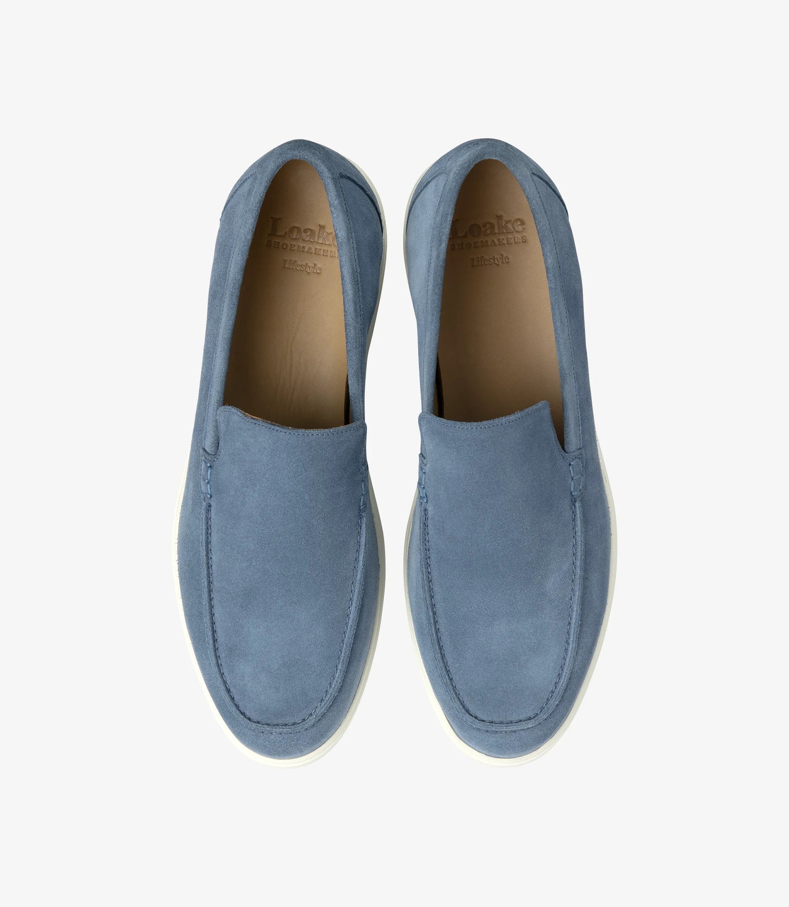 Loake Tuscany Light Blue Suede Loafers Top View