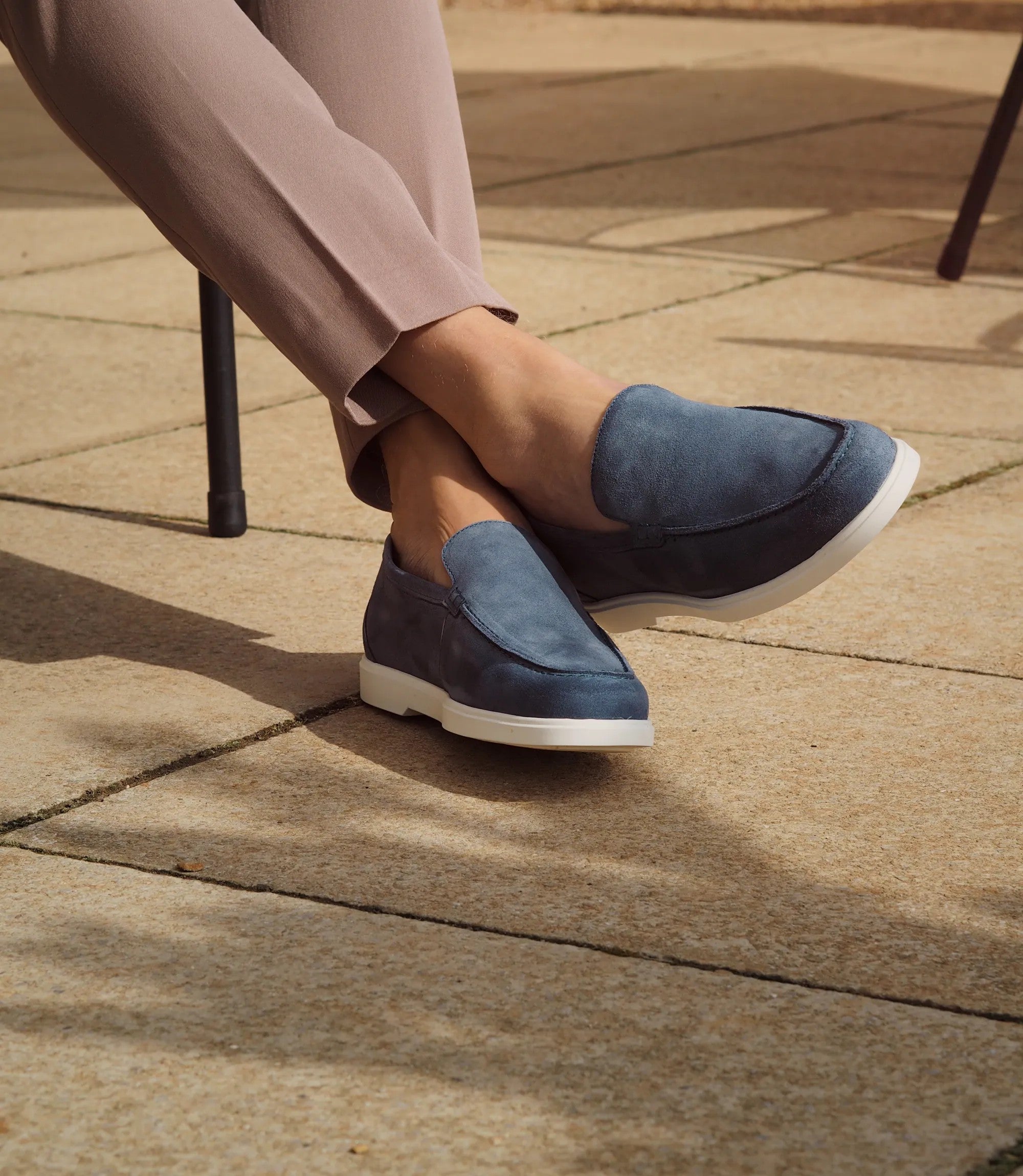 Loake Tuscany Light Blue Suede Loafers Life Style