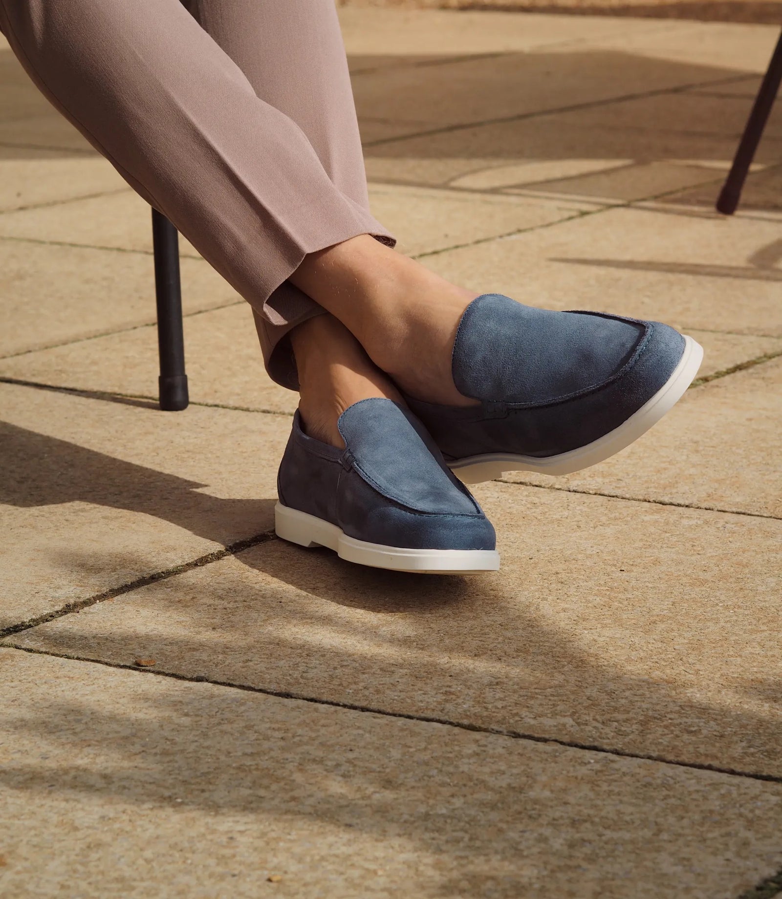 Loake Tuscany Light Blue Suede Loafers Life Style
