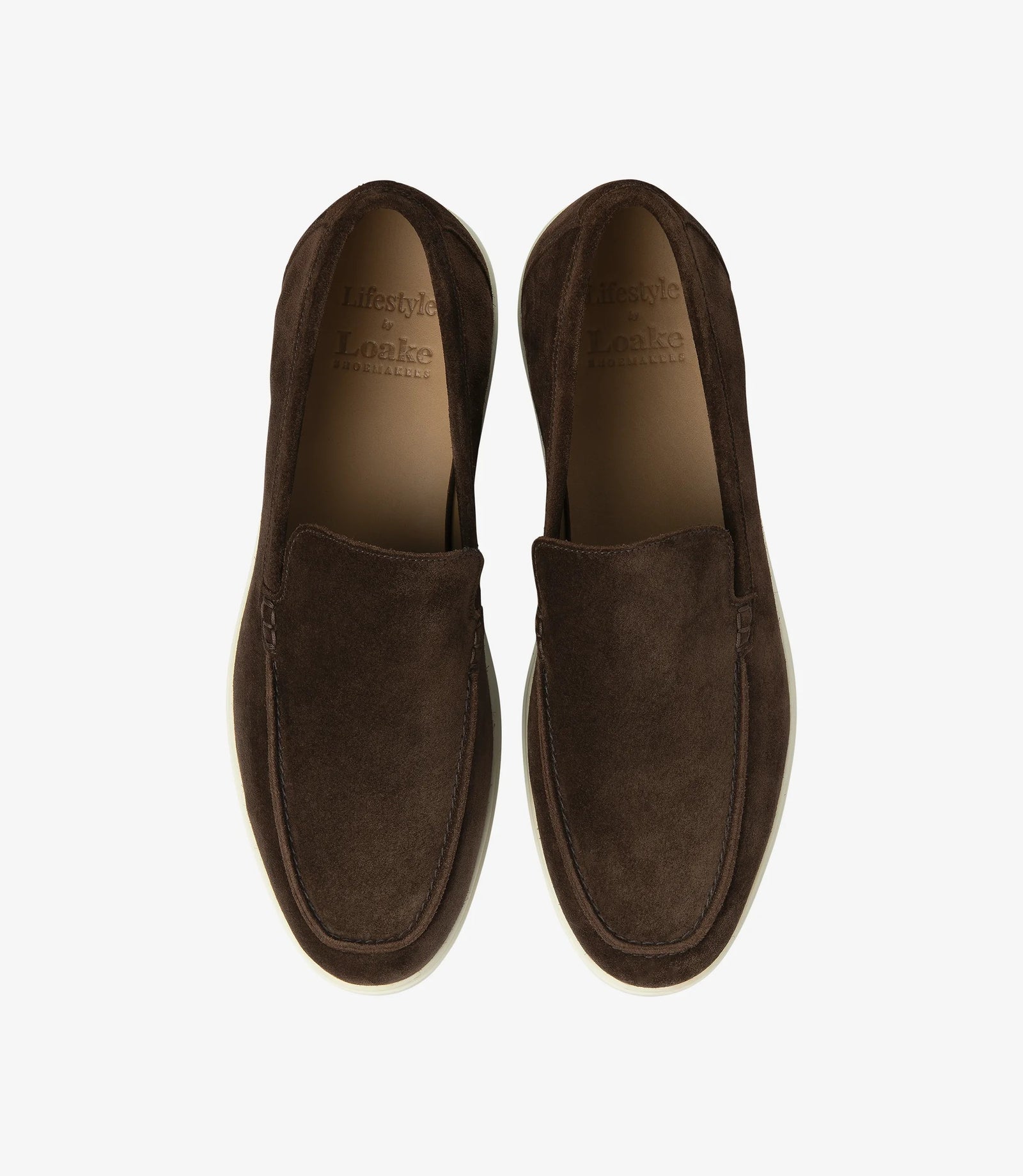 Loake Tuscany Chocolate Brown Suede Loafers Top View