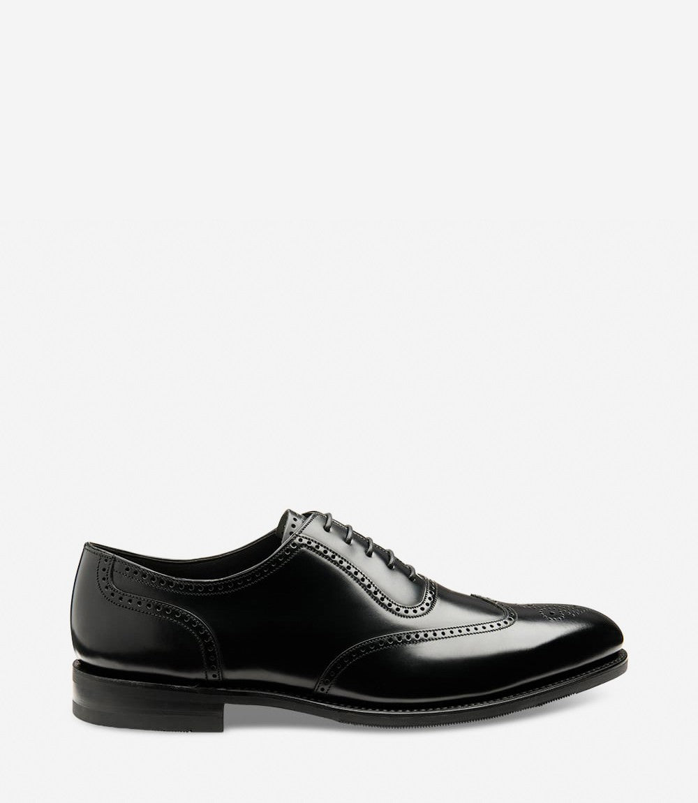 Loake Jones Black Full Brogue Oxford Shoes | Men's Dress Shoes