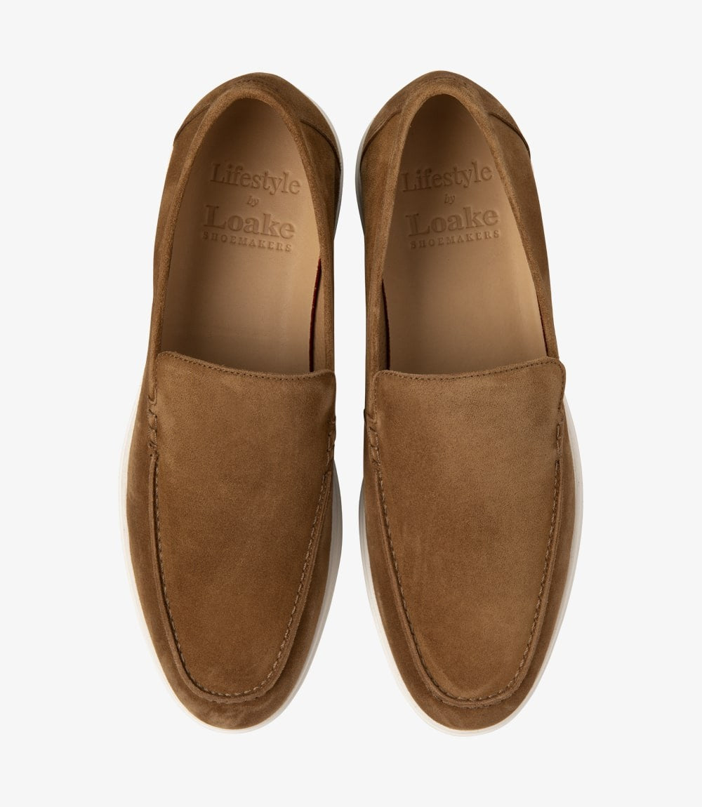 Loake Tuscany Chestnut Brown Suede Loafers Top View