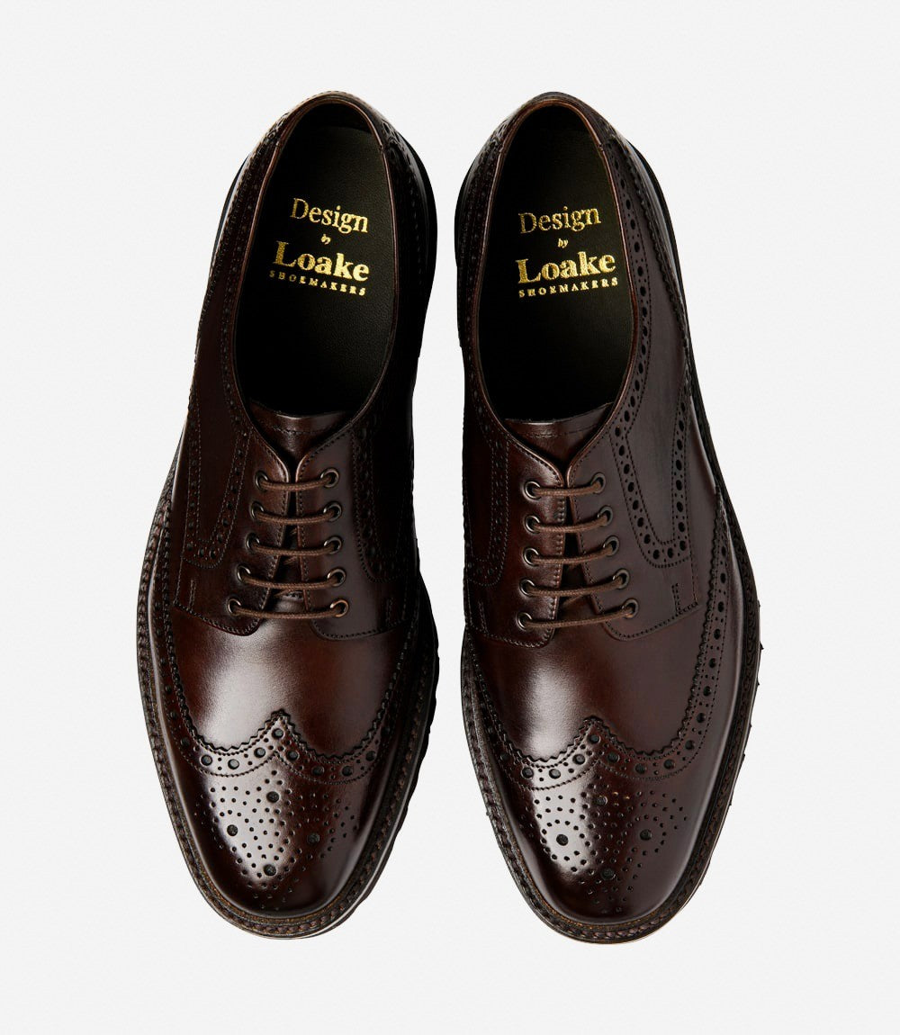Loake Perseus Dark Brown Leather Brogue Shoes | Men's Formal Shoes