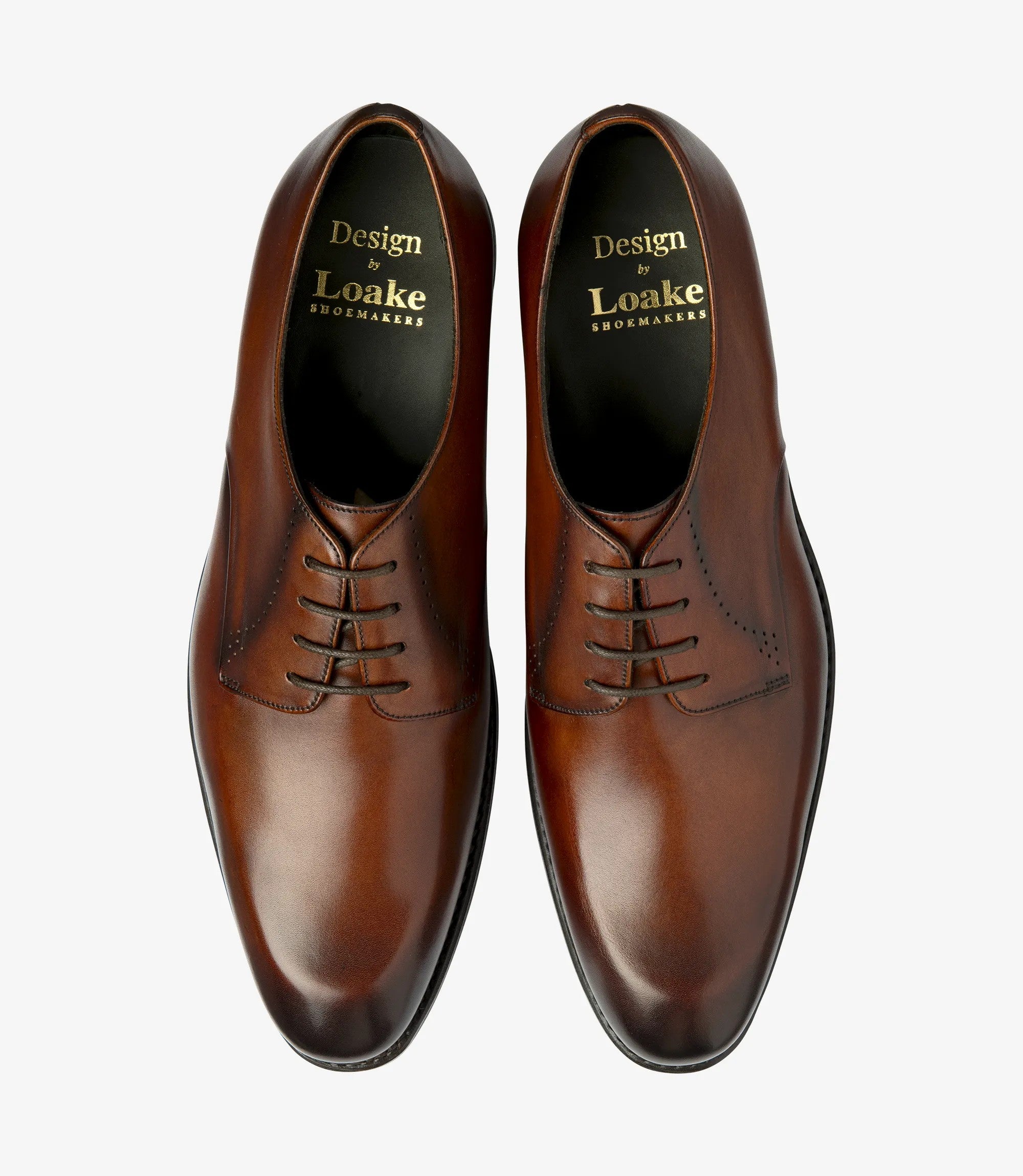 Loake Gosling Plain Toe Dark Brown Patina Shoes | Men's Leather Shoes
