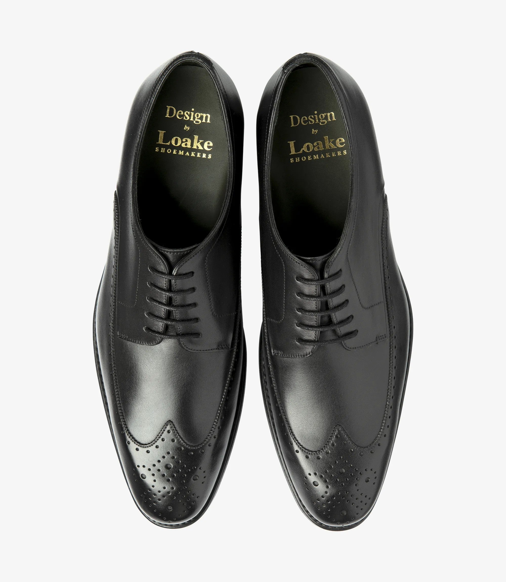 Loake Bale Black Patina Leather Brogue Shoes | Men's Formal Brogues