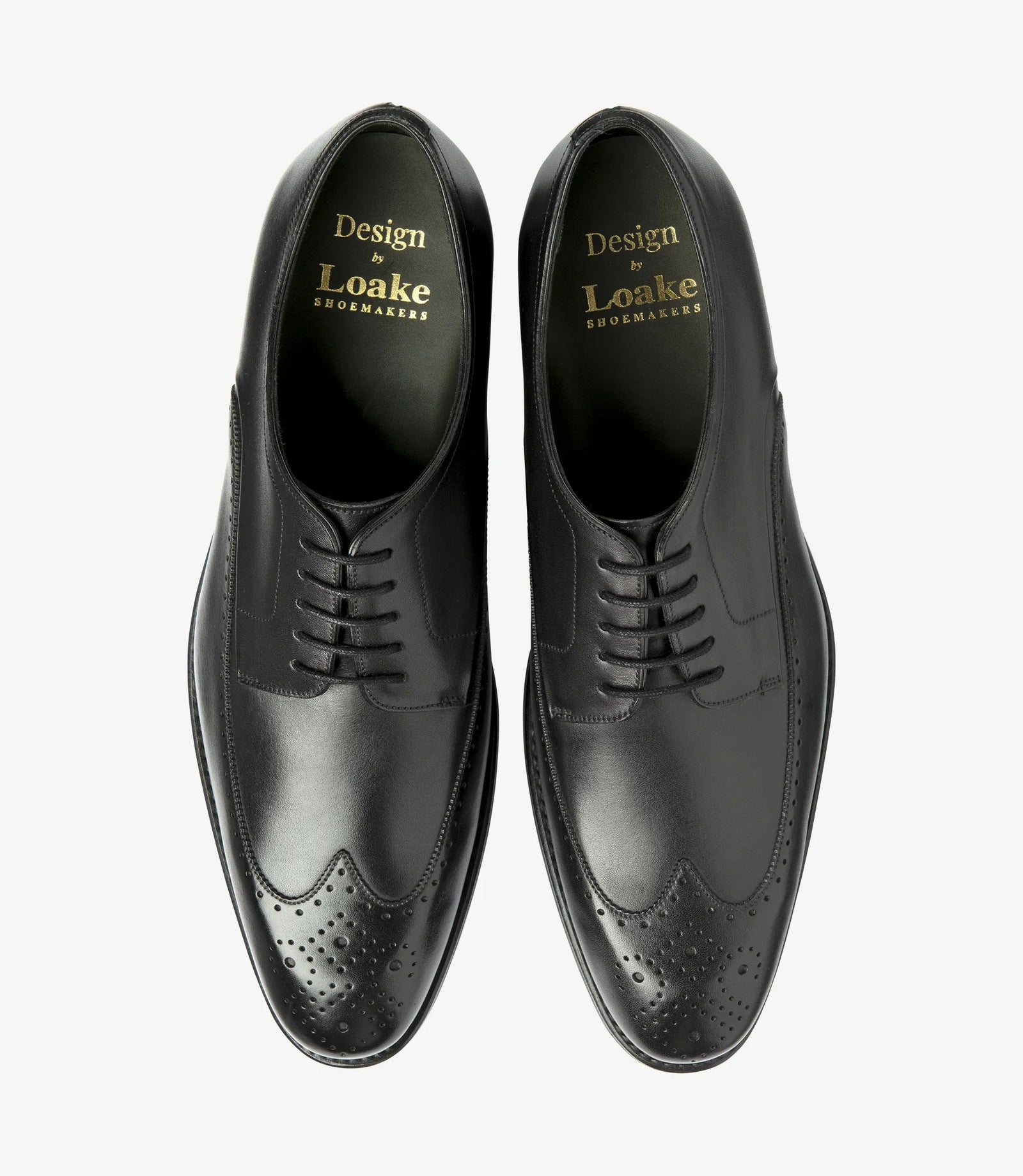Loake Bale Black Patina Leather Brogue Shoes | Men's Formal Brogues