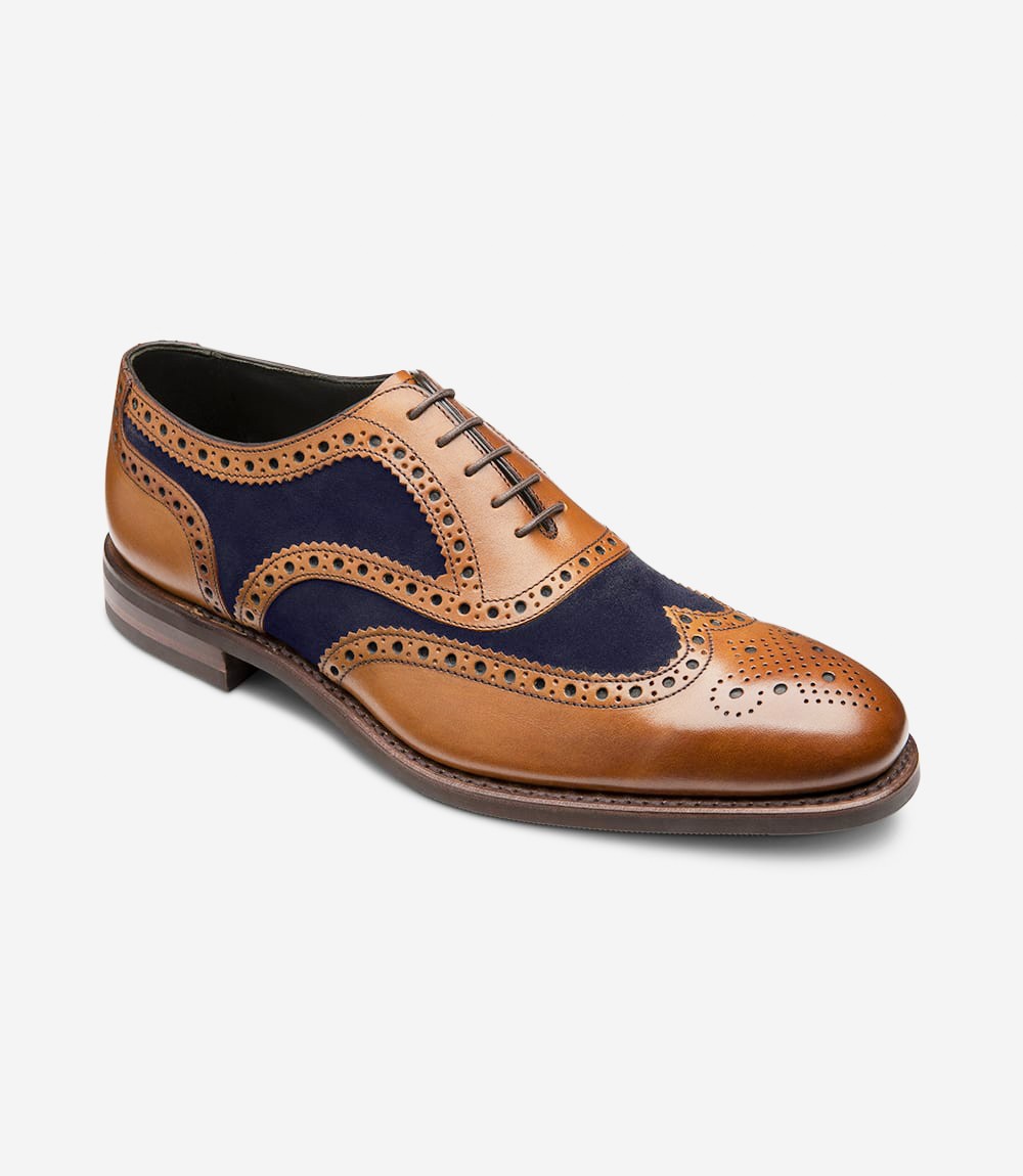Loake Kerridge Tan & Navy Leather Brogue Shoes | Men's Oxford Brogues