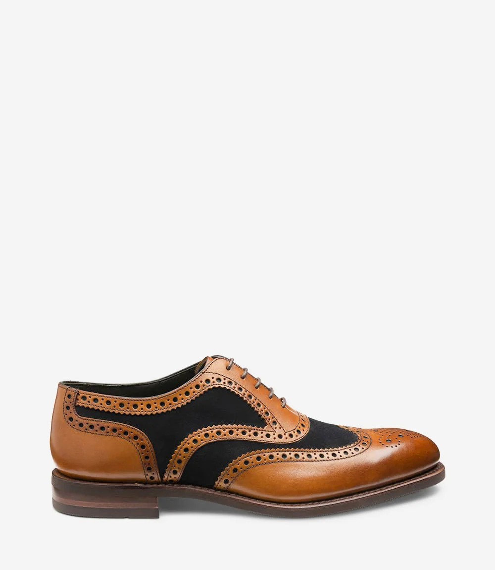 Loake Kerridge Tan & Navy Leather Brogue Shoes | Men's Oxford Brogues