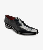 Loake Clint Black Wing Brogue Derby Shoes | Polished Leather