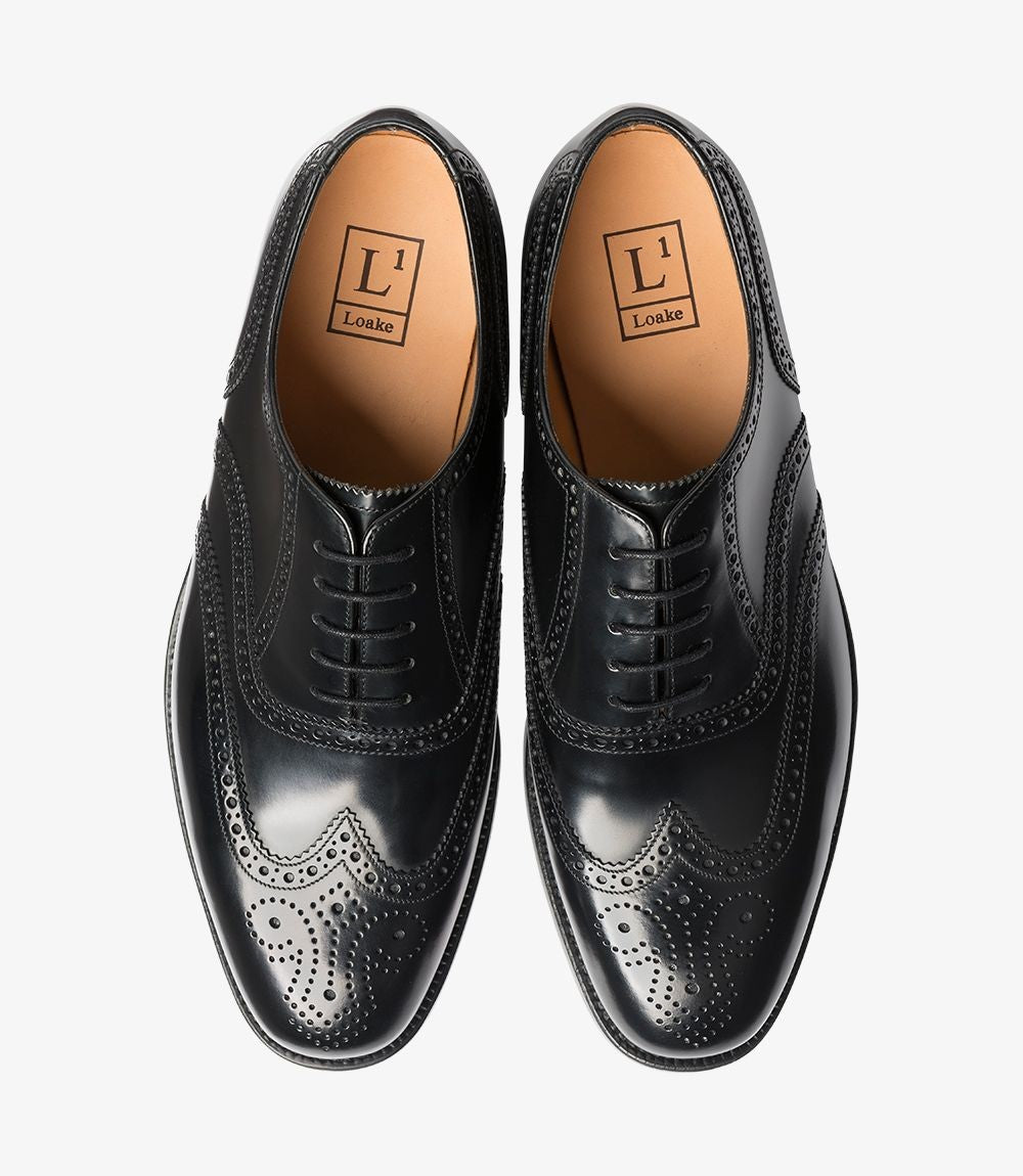 Loake 202 Black Brogue Shoes | Goodyear Welted Leather