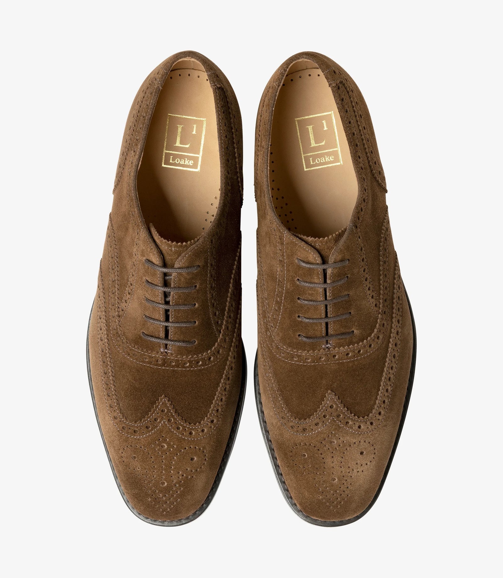 Loake 302 Dark Brown Suede Brogue Shoes | Goodyear Welted